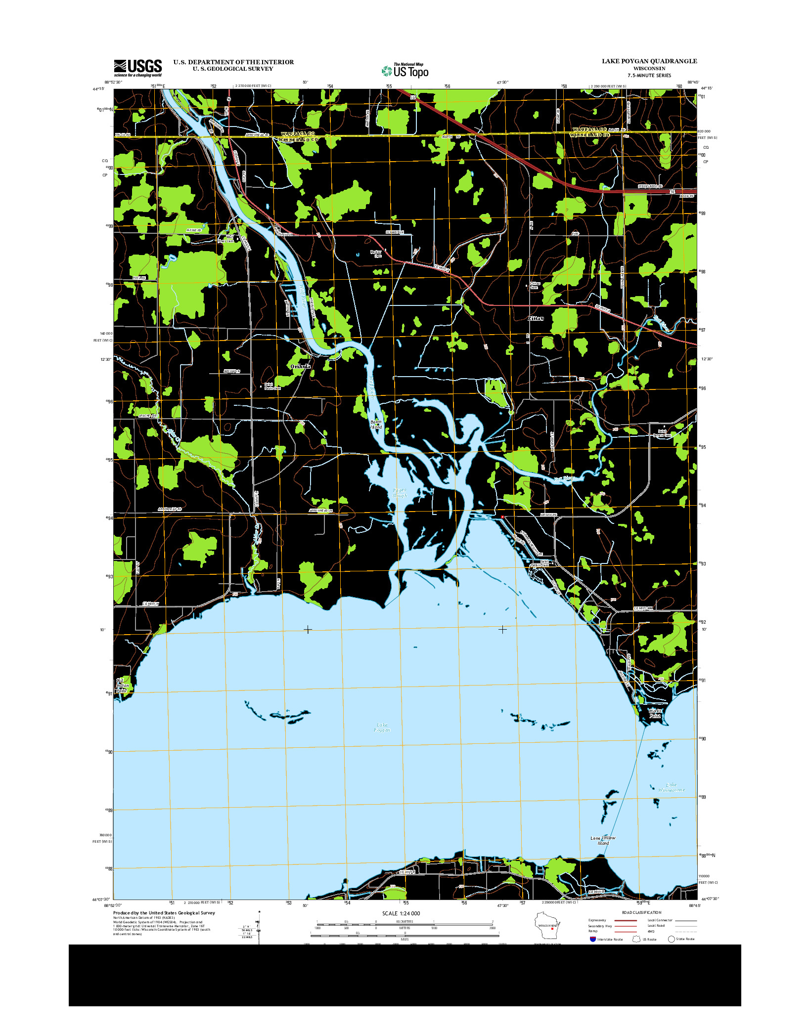 USGS US TOPO 7.5-MINUTE MAP FOR LAKE POYGAN, WI 2013