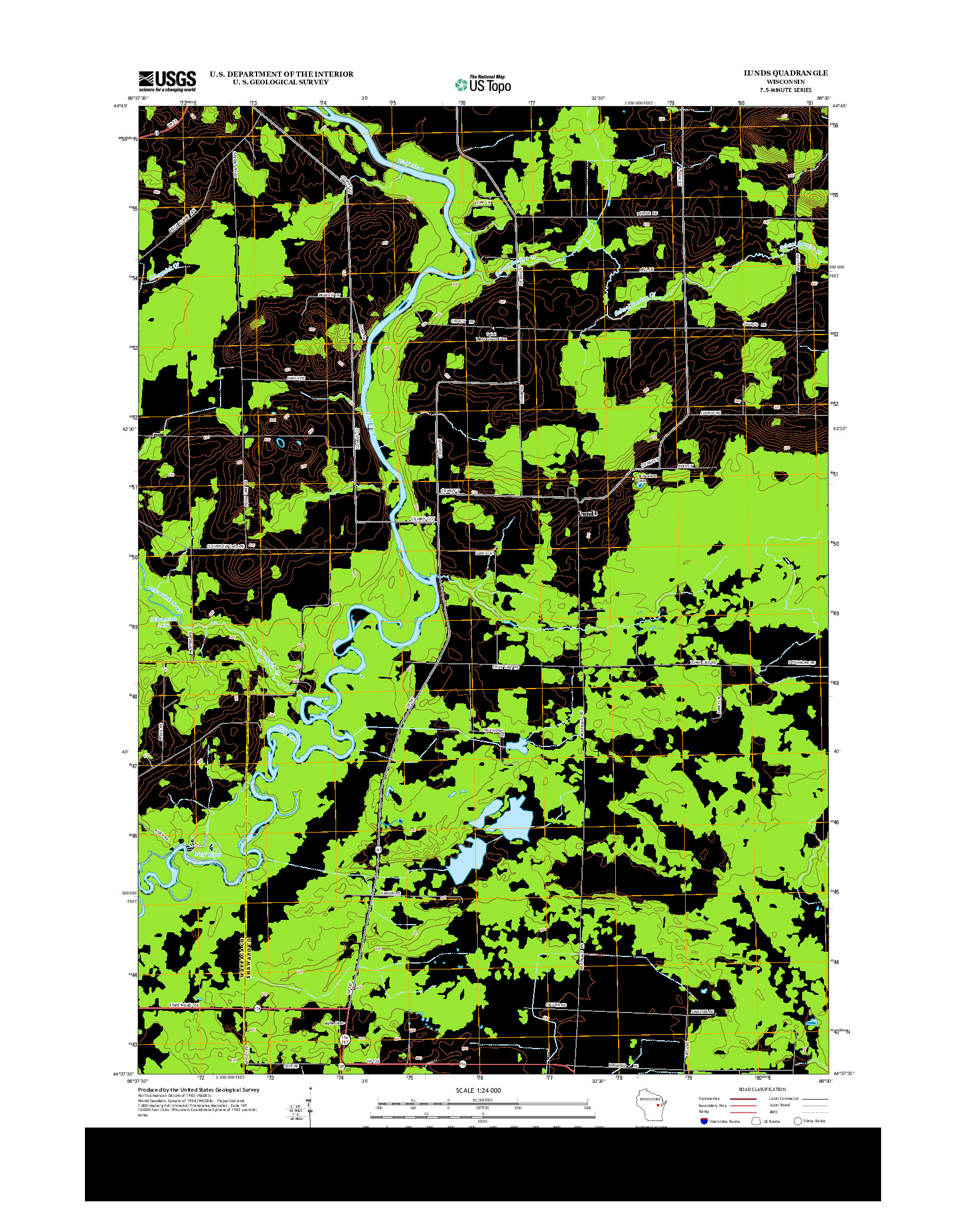 USGS US TOPO 7.5-MINUTE MAP FOR LUNDS, WI 2013