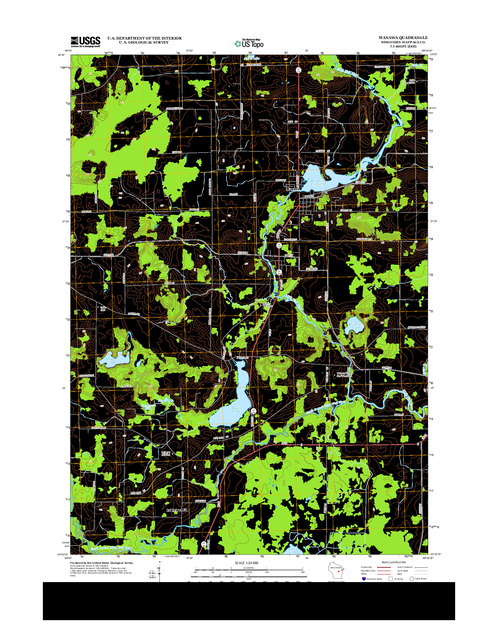 USGS US TOPO 7.5-MINUTE MAP FOR MANAWA, WI 2013