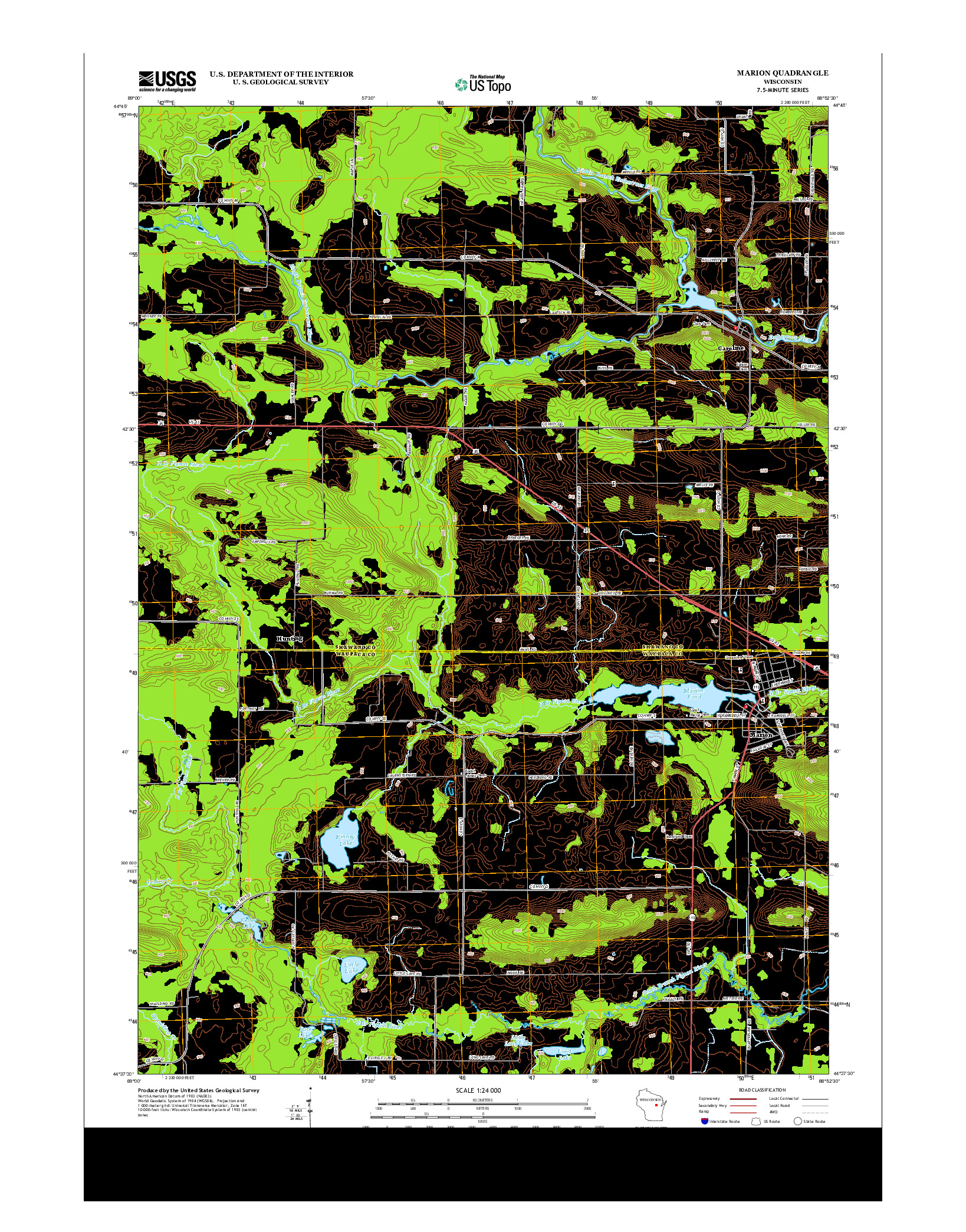 USGS US TOPO 7.5-MINUTE MAP FOR MARION, WI 2013