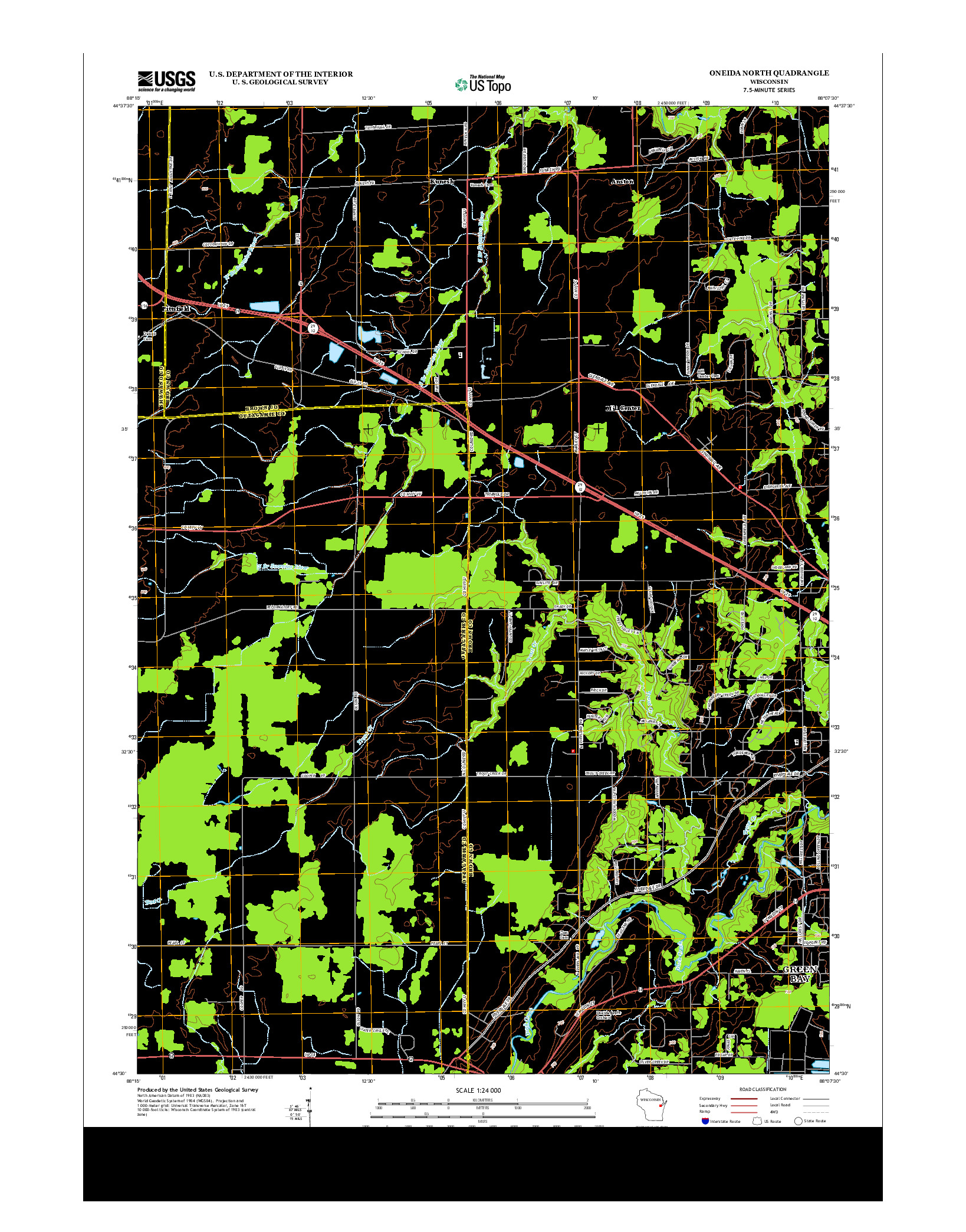 USGS US TOPO 7.5-MINUTE MAP FOR ONEIDA NORTH, WI 2013