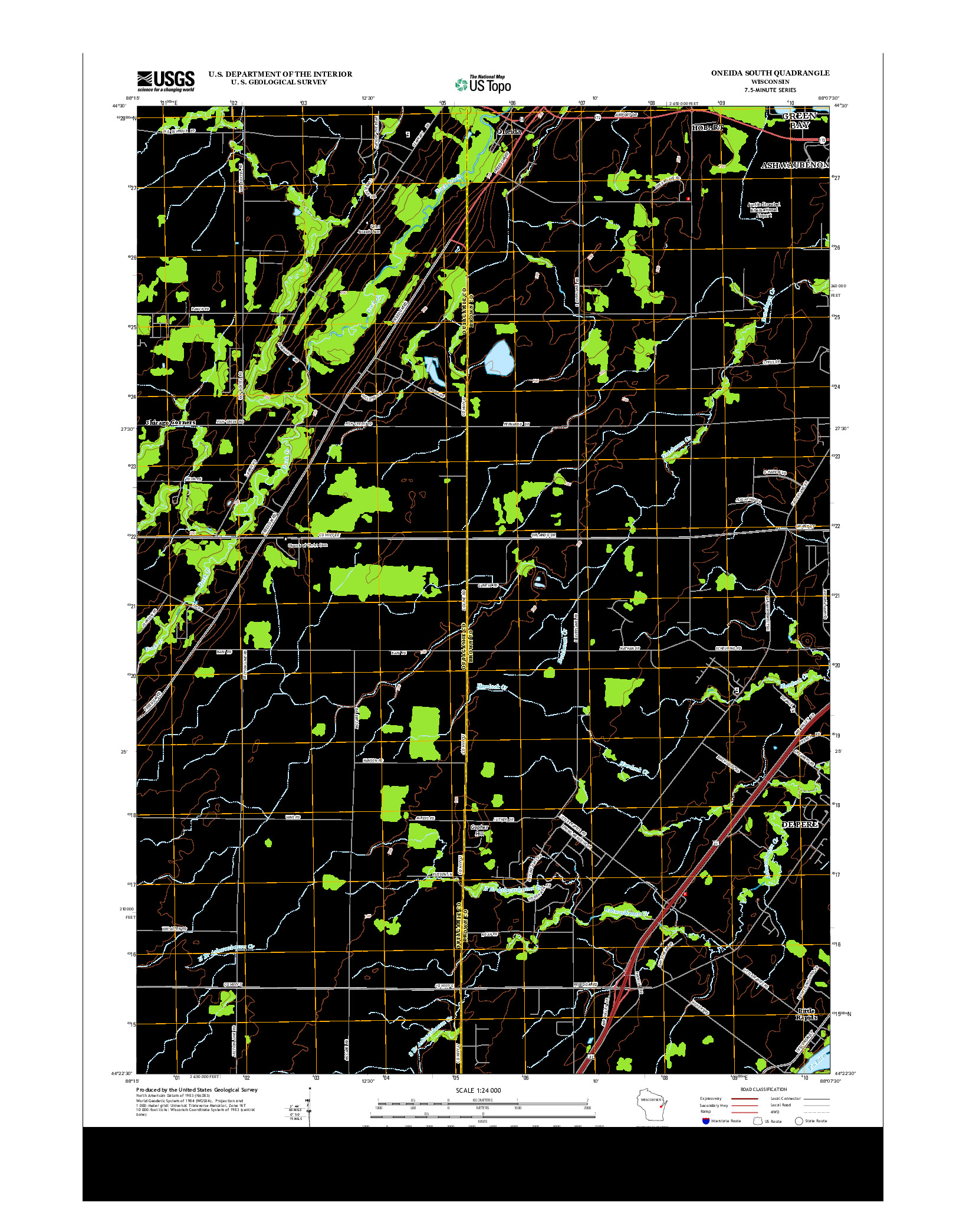 USGS US TOPO 7.5-MINUTE MAP FOR ONEIDA SOUTH, WI 2013