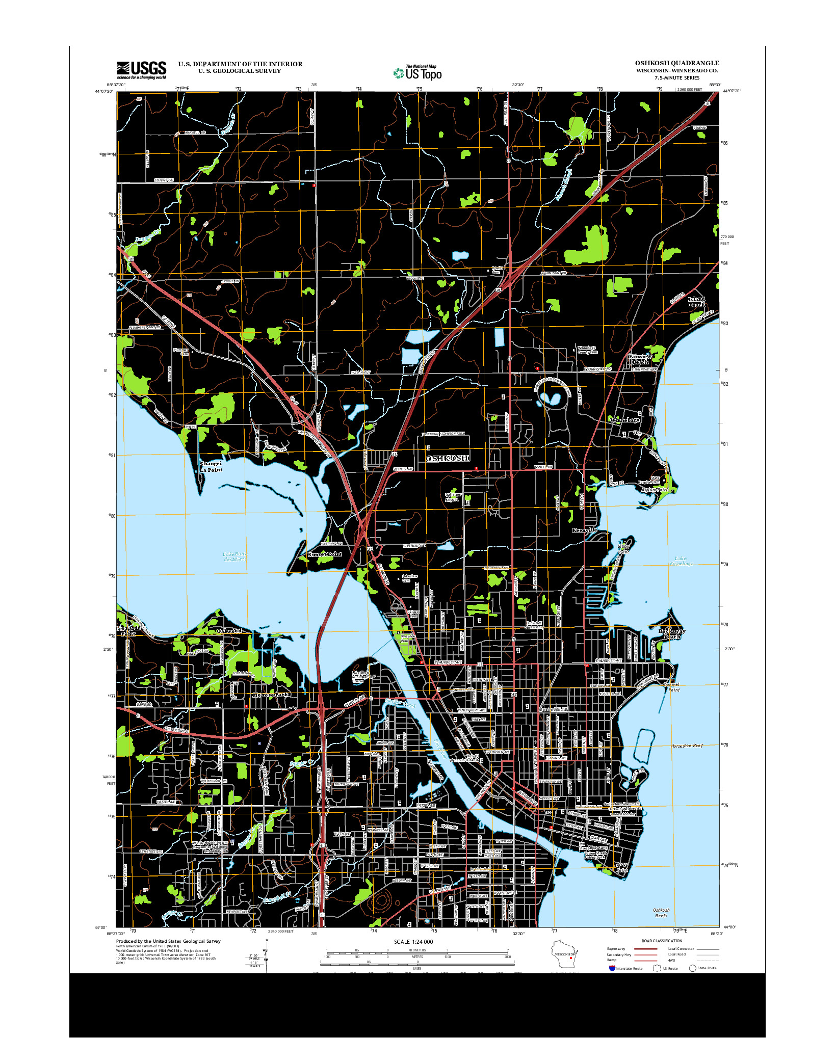 USGS US TOPO 7.5-MINUTE MAP FOR OSHKOSH, WI 2013