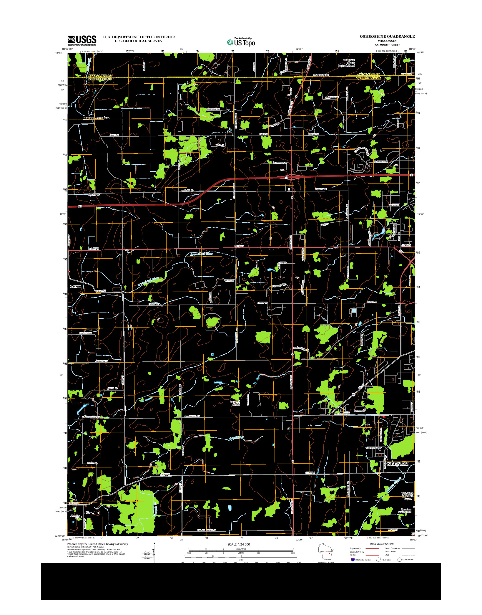 USGS US TOPO 7.5-MINUTE MAP FOR OSHKOSH NE, WI 2013