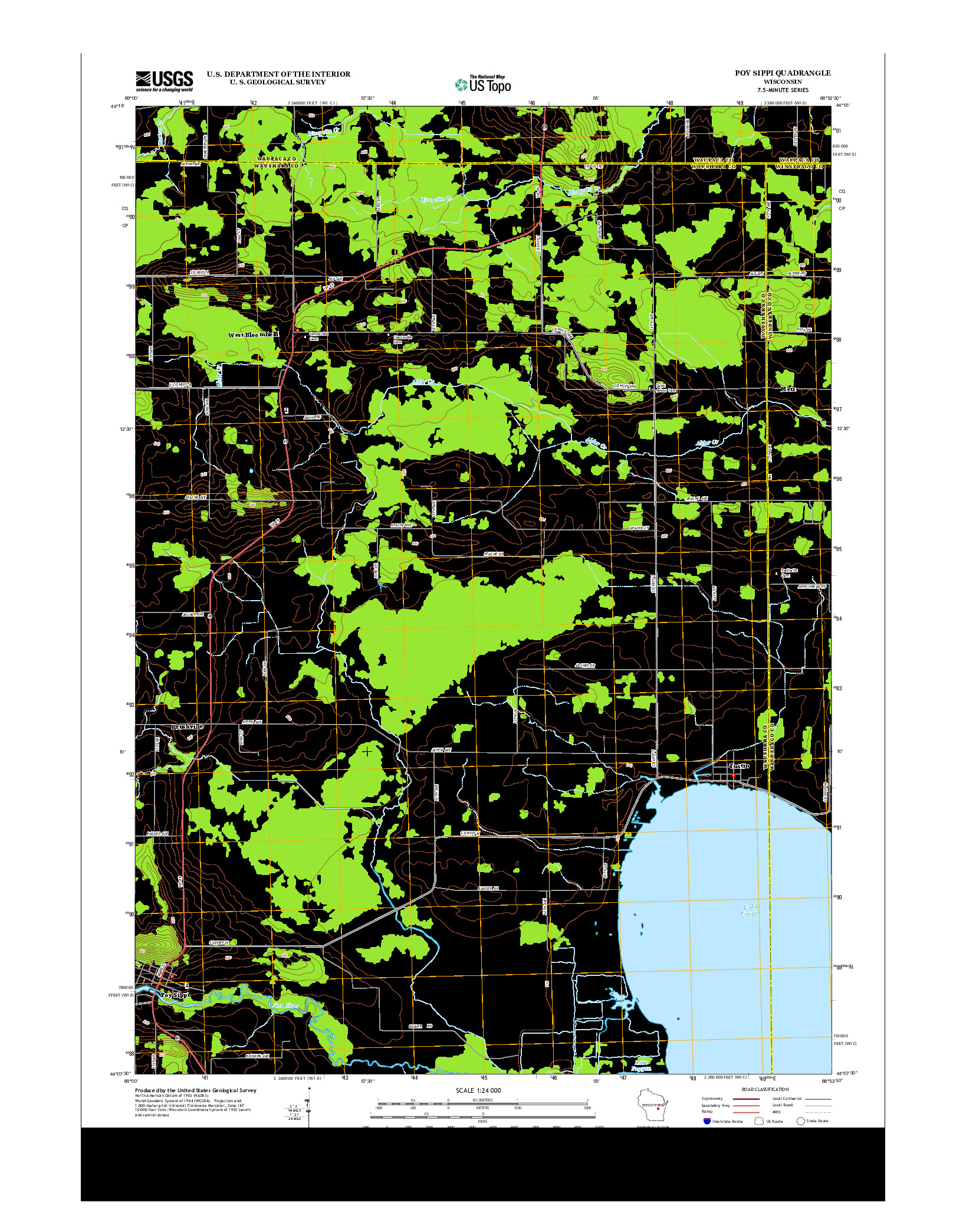 USGS US TOPO 7.5-MINUTE MAP FOR POY SIPPI, WI 2013