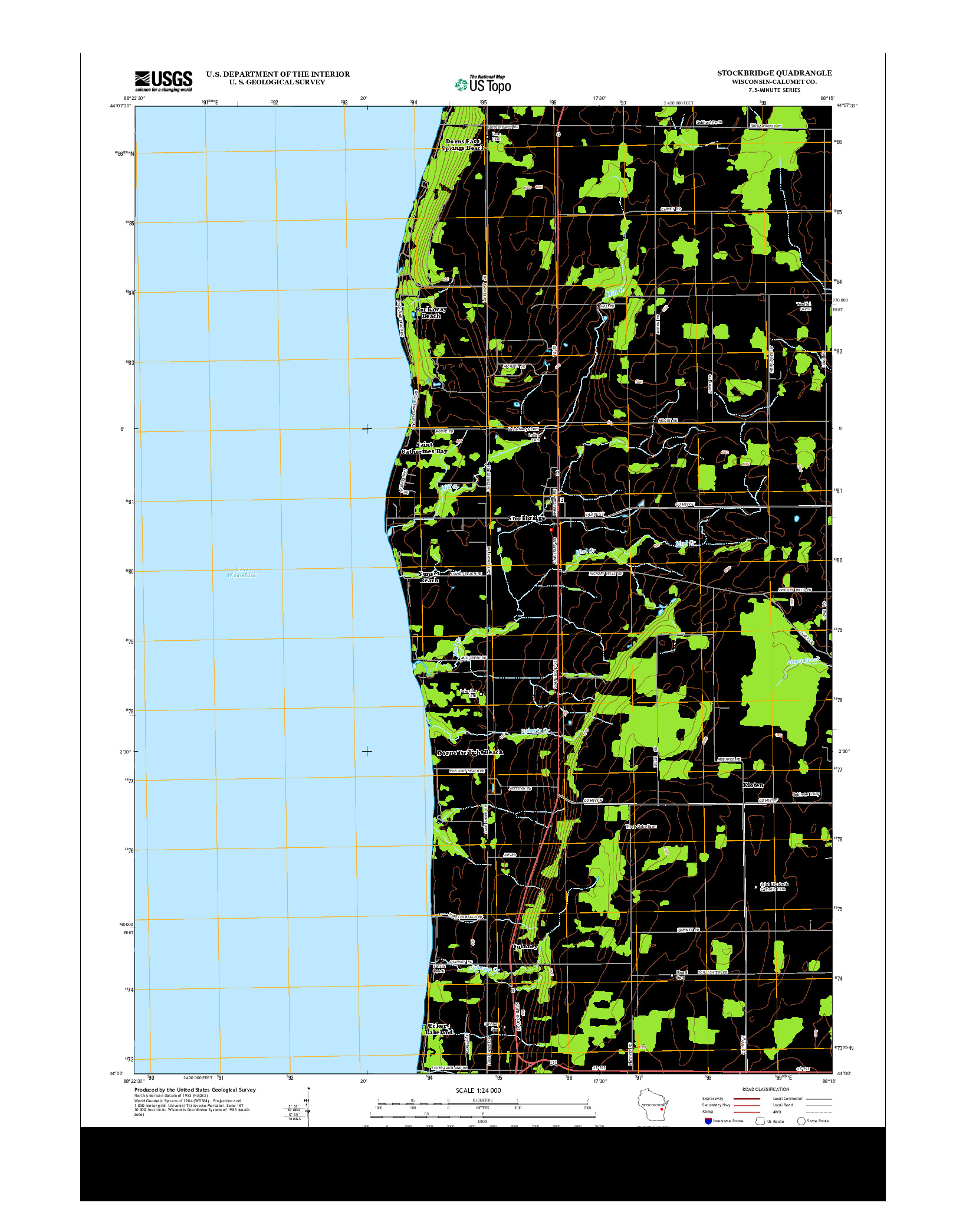 USGS US TOPO 7.5-MINUTE MAP FOR STOCKBRIDGE, WI 2013