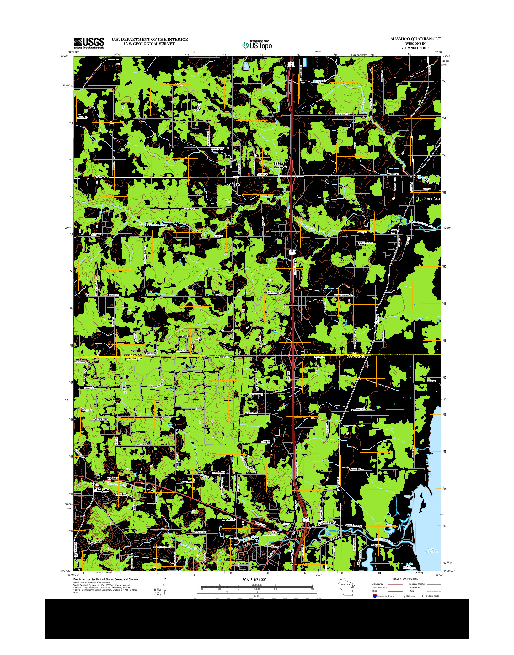 USGS US TOPO 7.5-MINUTE MAP FOR SUAMICO, WI 2013