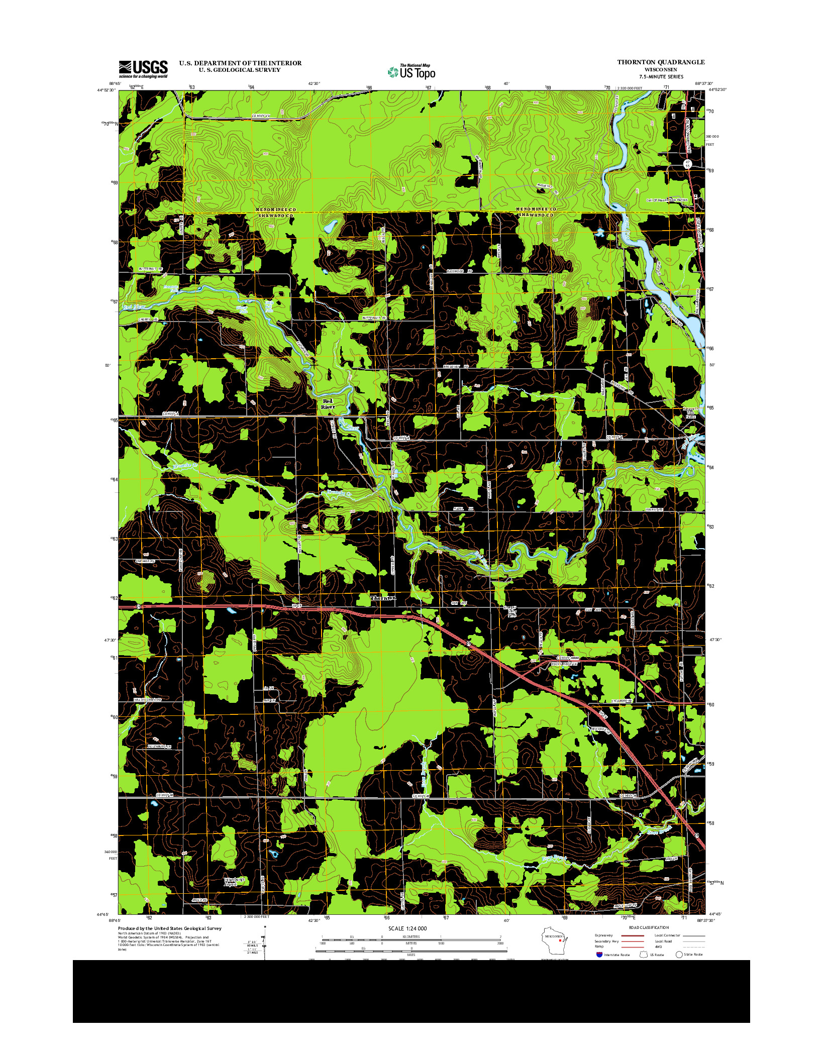 USGS US TOPO 7.5-MINUTE MAP FOR THORNTON, WI 2013