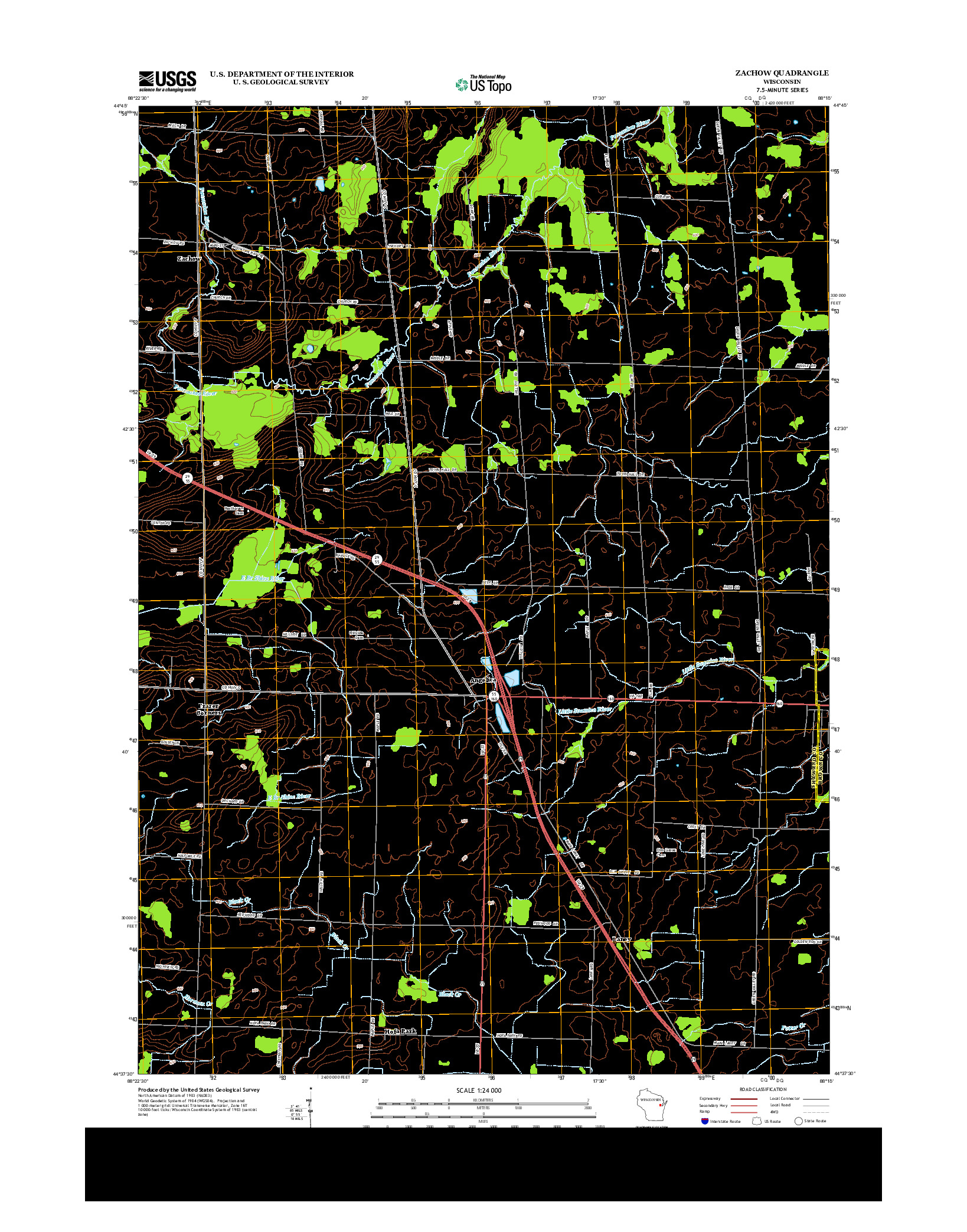 USGS US TOPO 7.5-MINUTE MAP FOR ZACHOW, WI 2013