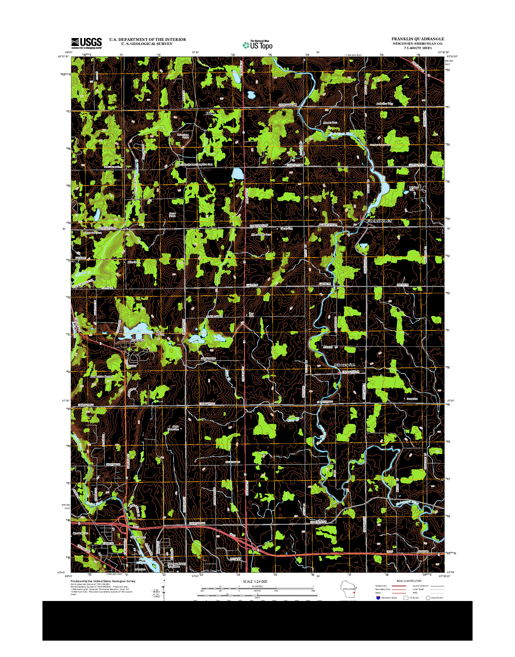 USGS US TOPO 7.5-MINUTE MAP FOR FRANKLIN, WI 2013