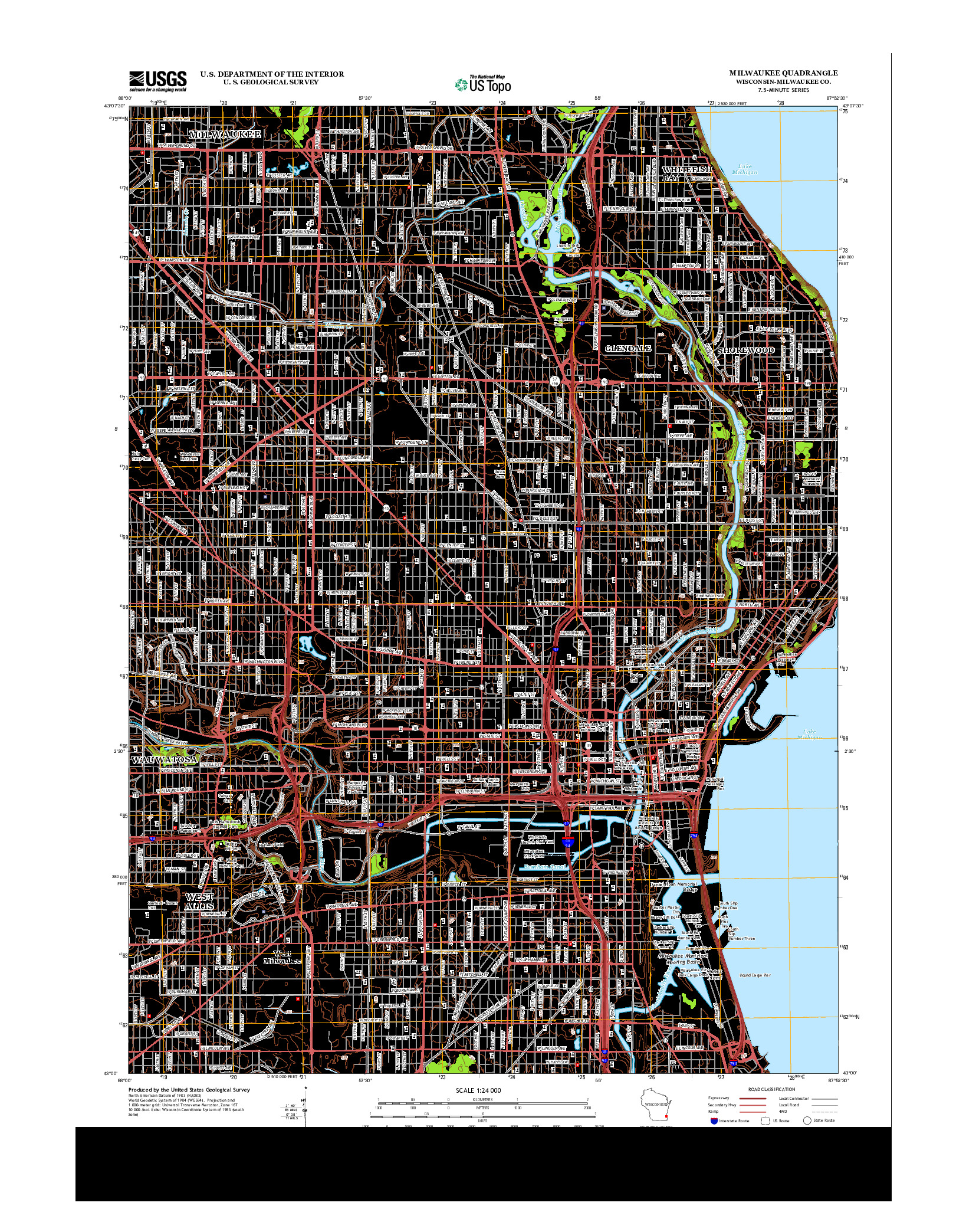 USGS US TOPO 7.5-MINUTE MAP FOR MILWAUKEE, WI 2013