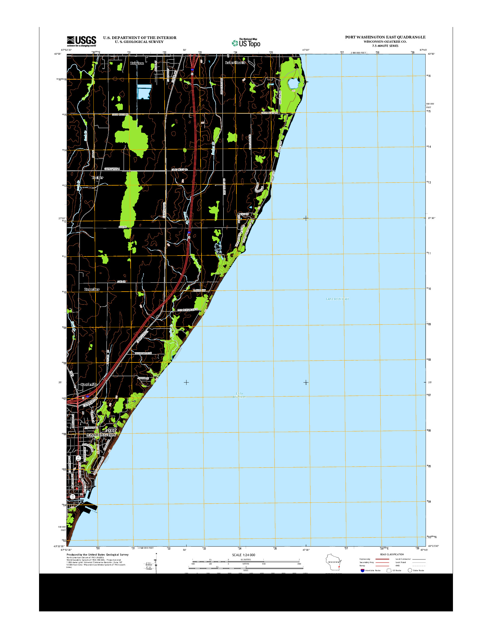 USGS US TOPO 7.5-MINUTE MAP FOR PORT WASHINGTON EAST, WI 2013