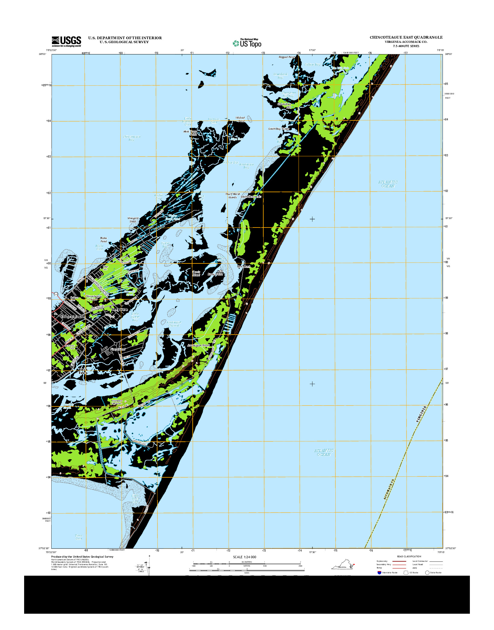 USGS US TOPO 7.5-MINUTE MAP FOR CHINCOTEAGUE EAST, VA 2013