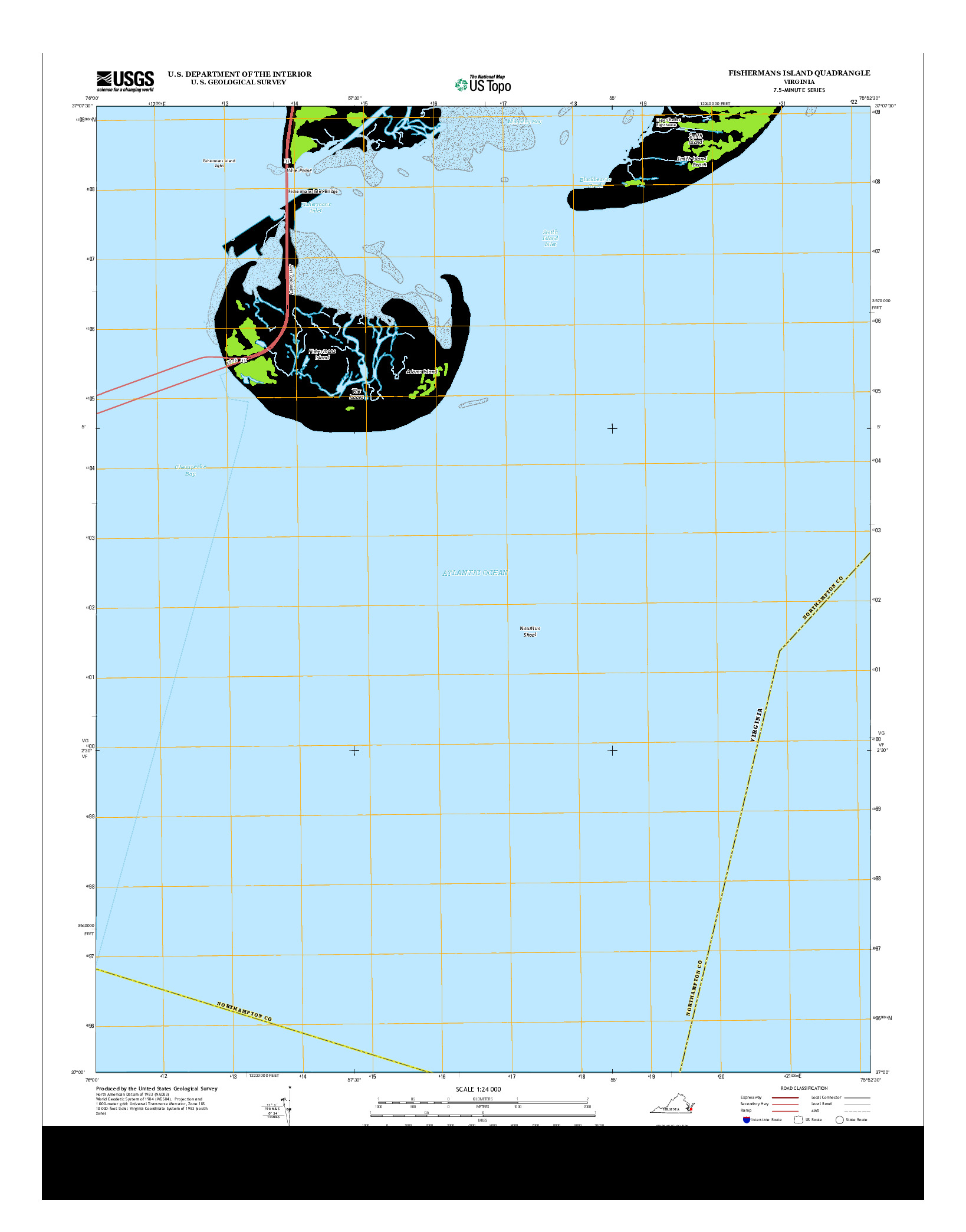 USGS US TOPO 7.5-MINUTE MAP FOR FISHERMANS ISLAND, VA 2013