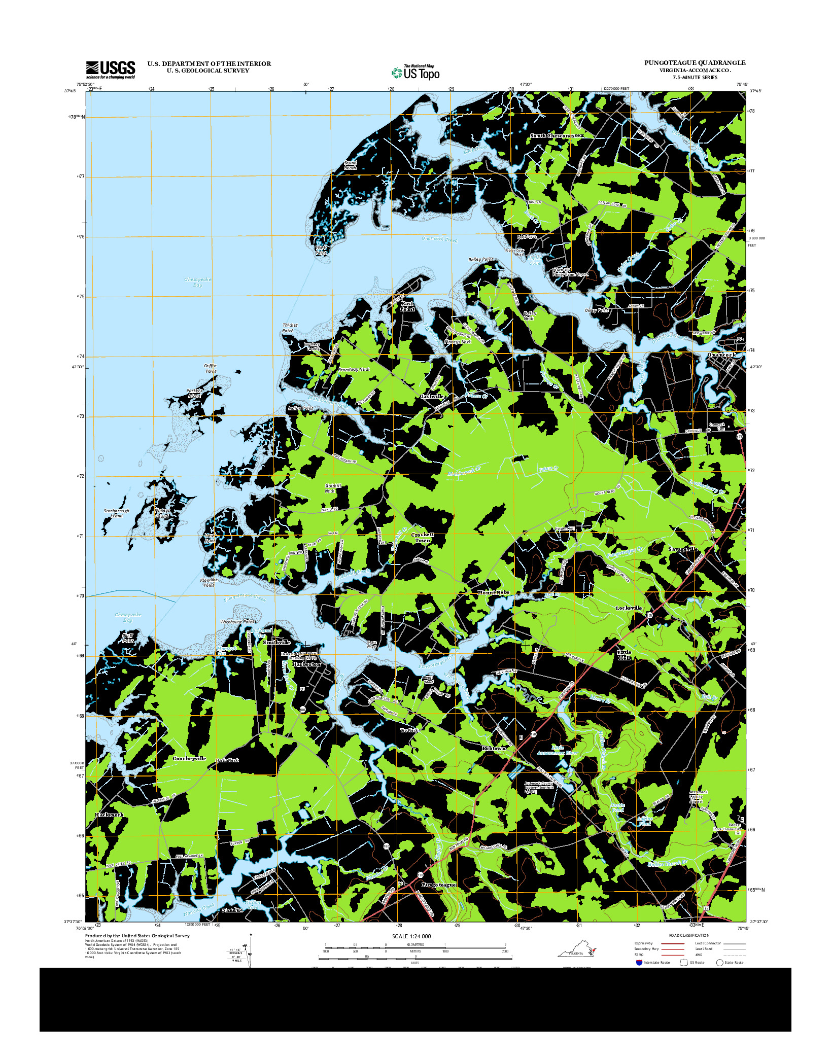 USGS US TOPO 7.5-MINUTE MAP FOR PUNGOTEAGUE, VA 2013