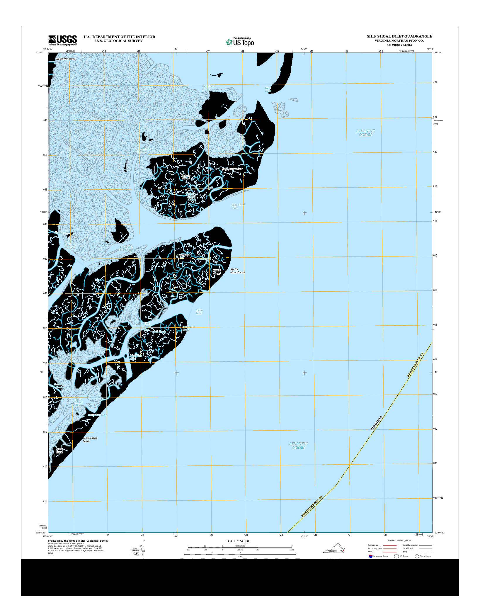 USGS US TOPO 7.5-MINUTE MAP FOR SHIP SHOAL INLET, VA 2013