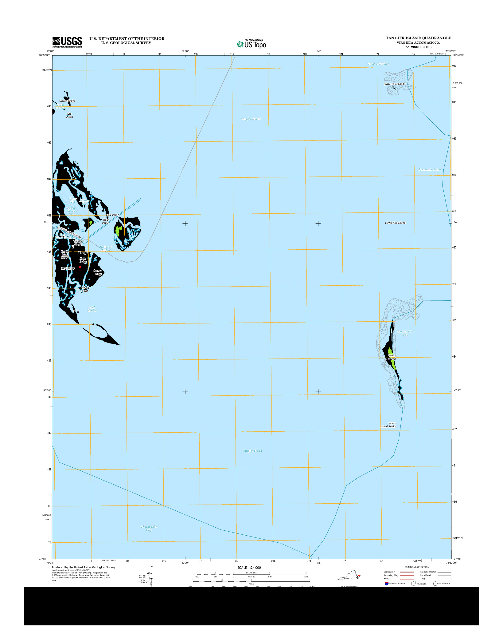 USGS US TOPO 7.5-MINUTE MAP FOR TANGIER ISLAND, VA 2013