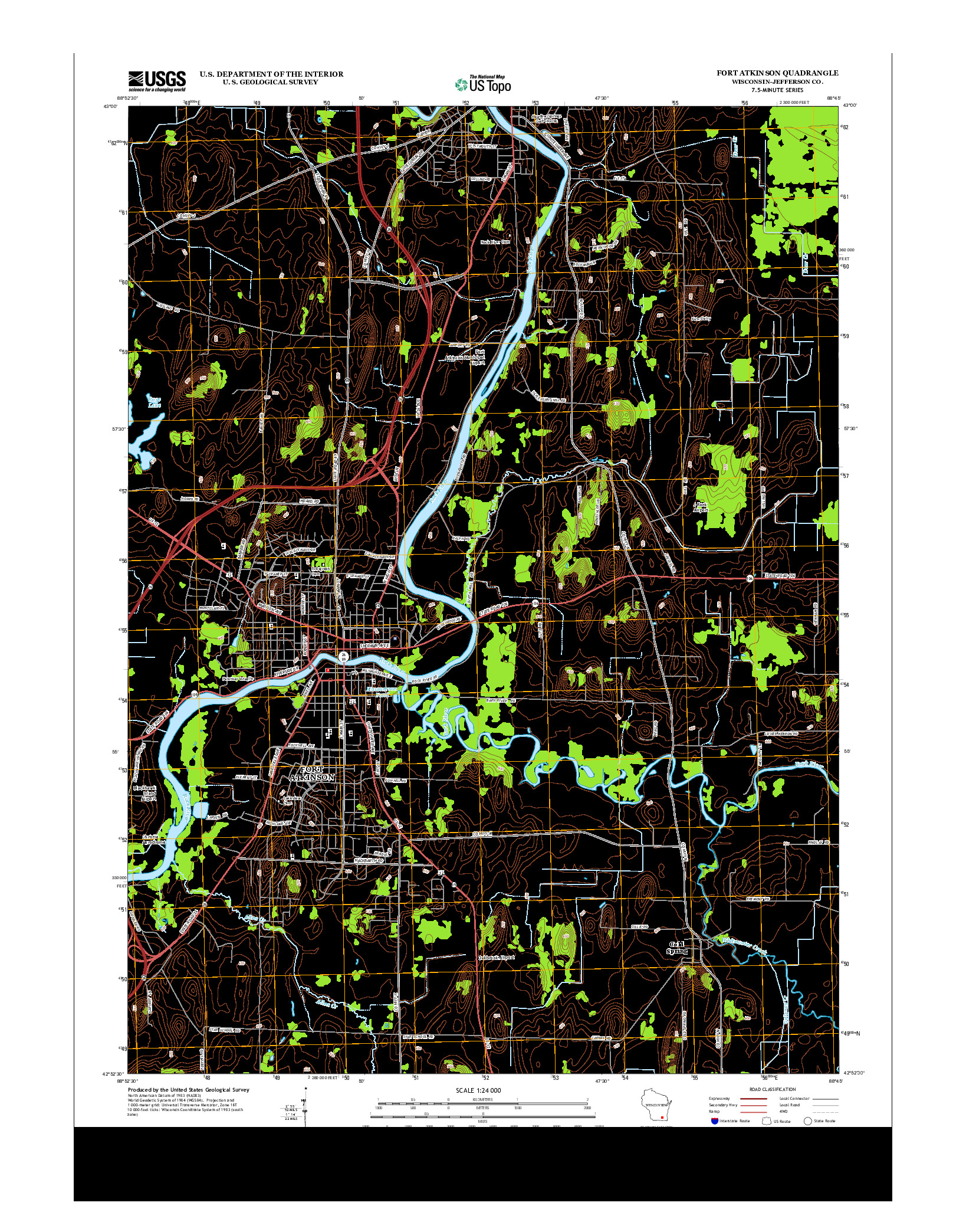 USGS US TOPO 7.5-MINUTE MAP FOR FORT ATKINSON, WI 2013