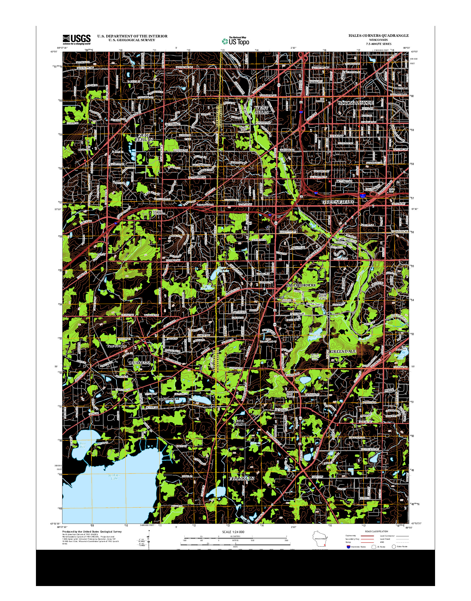 USGS US TOPO 7.5-MINUTE MAP FOR HALES CORNERS, WI 2013