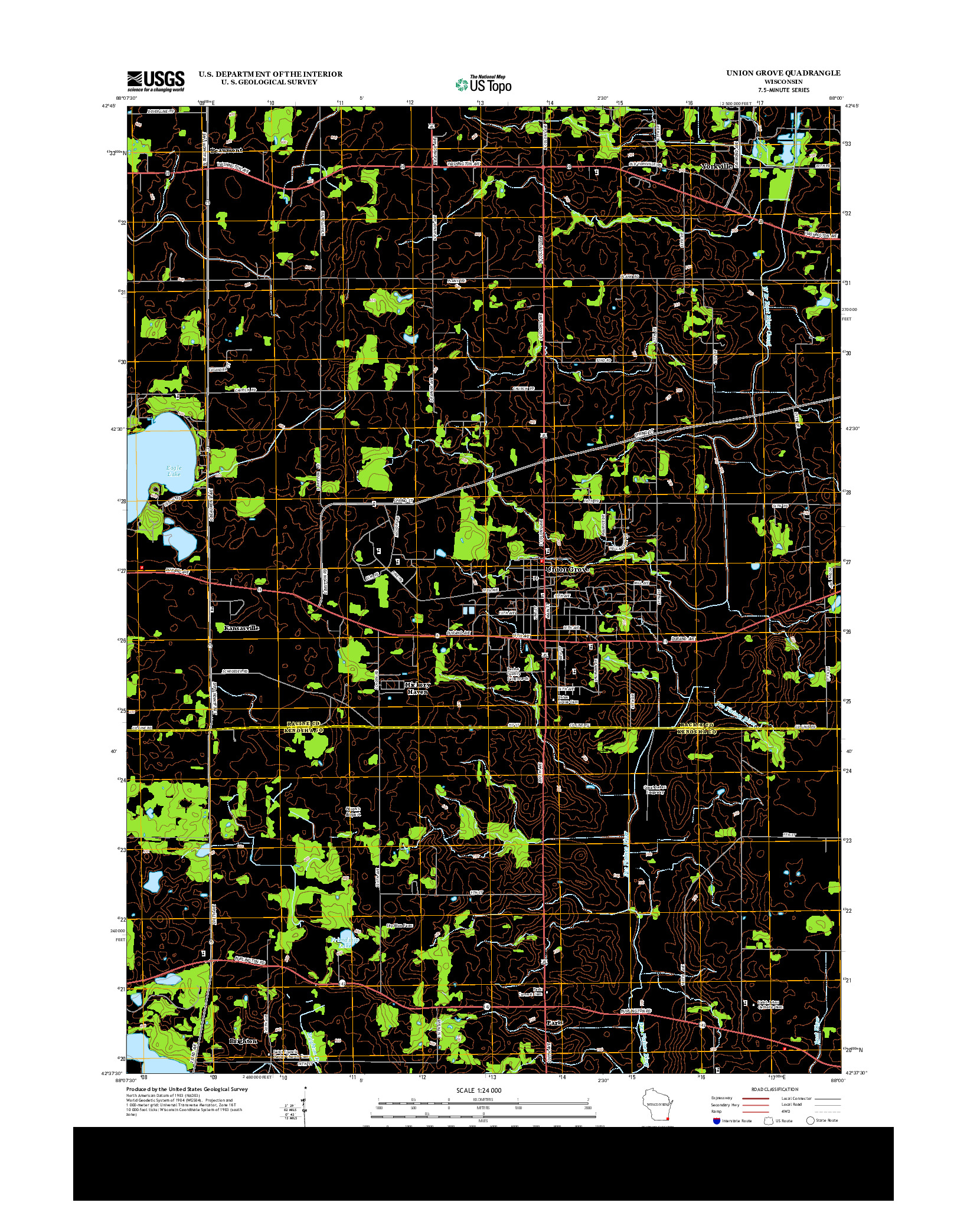 USGS US TOPO 7.5-MINUTE MAP FOR UNION GROVE, WI 2013