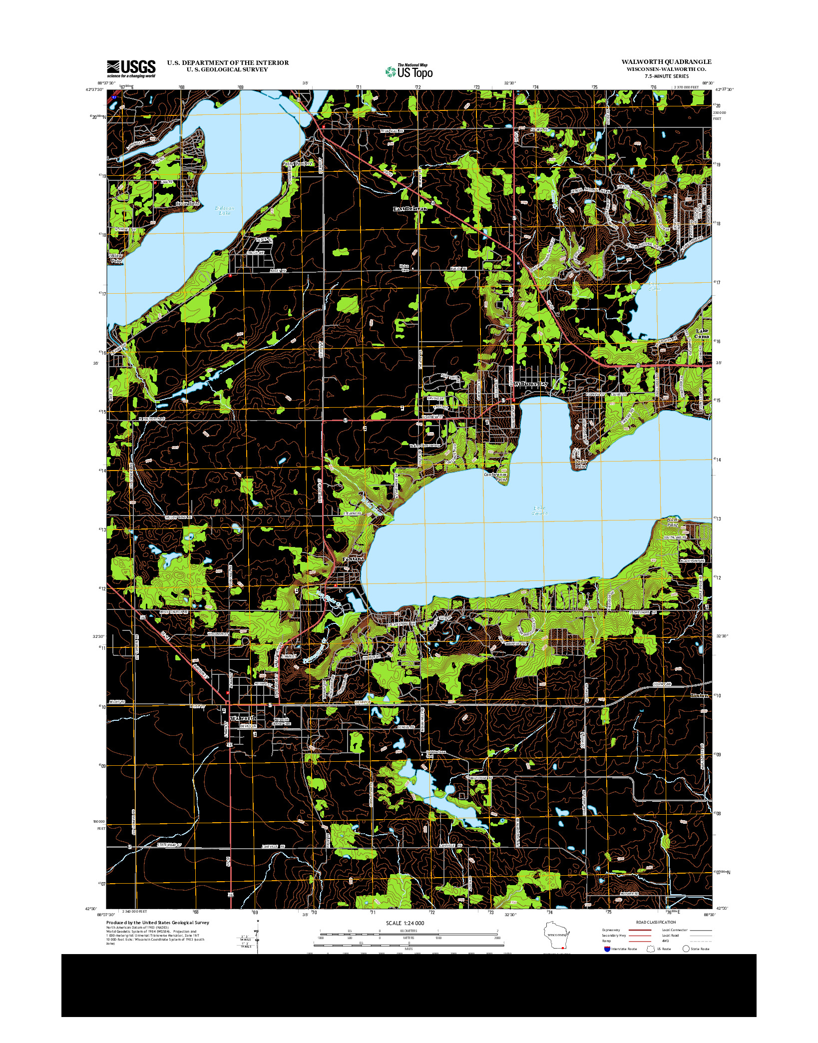 USGS US TOPO 7.5-MINUTE MAP FOR WALWORTH, WI 2013