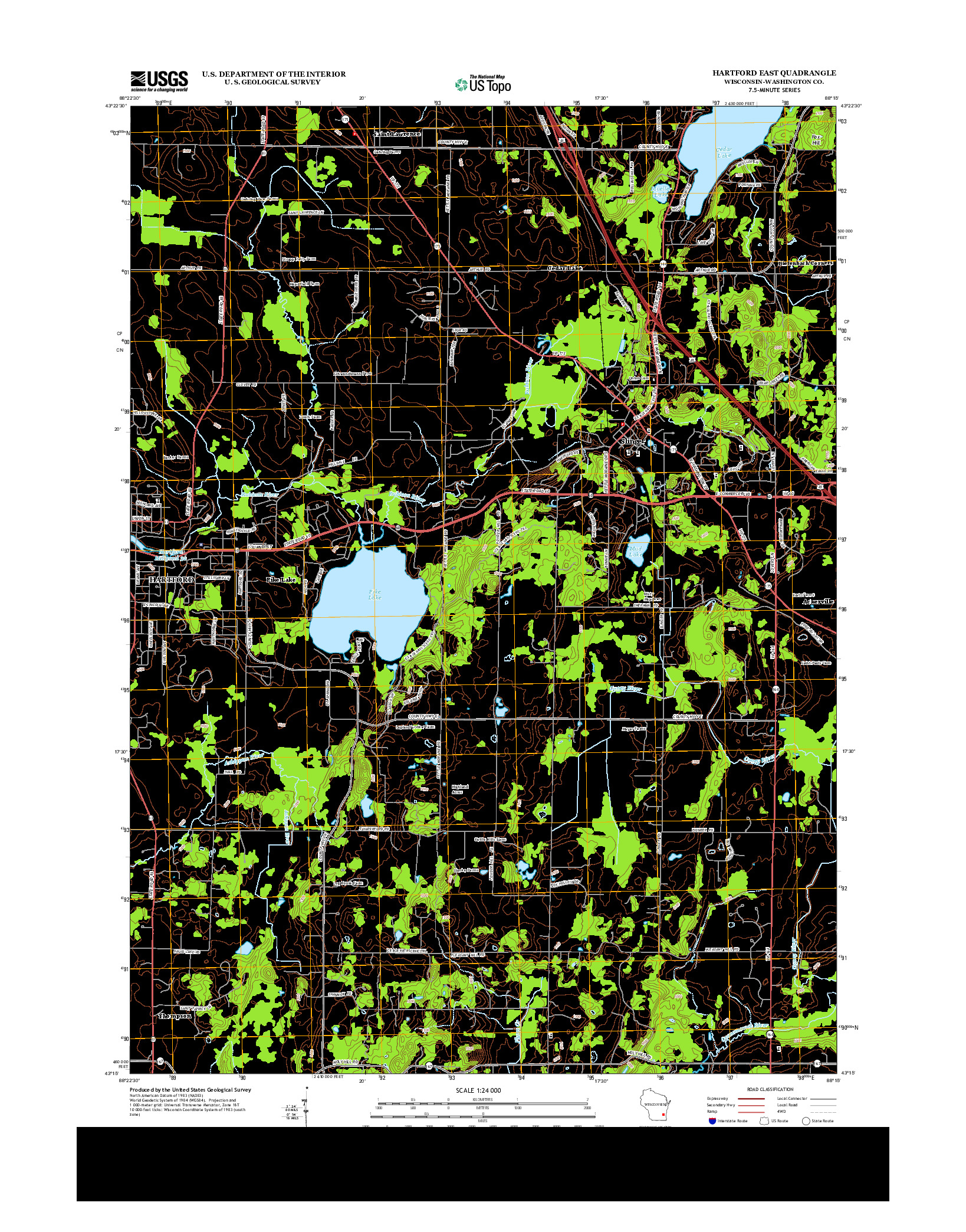 USGS US TOPO 7.5-MINUTE MAP FOR HARTFORD EAST, WI 2013