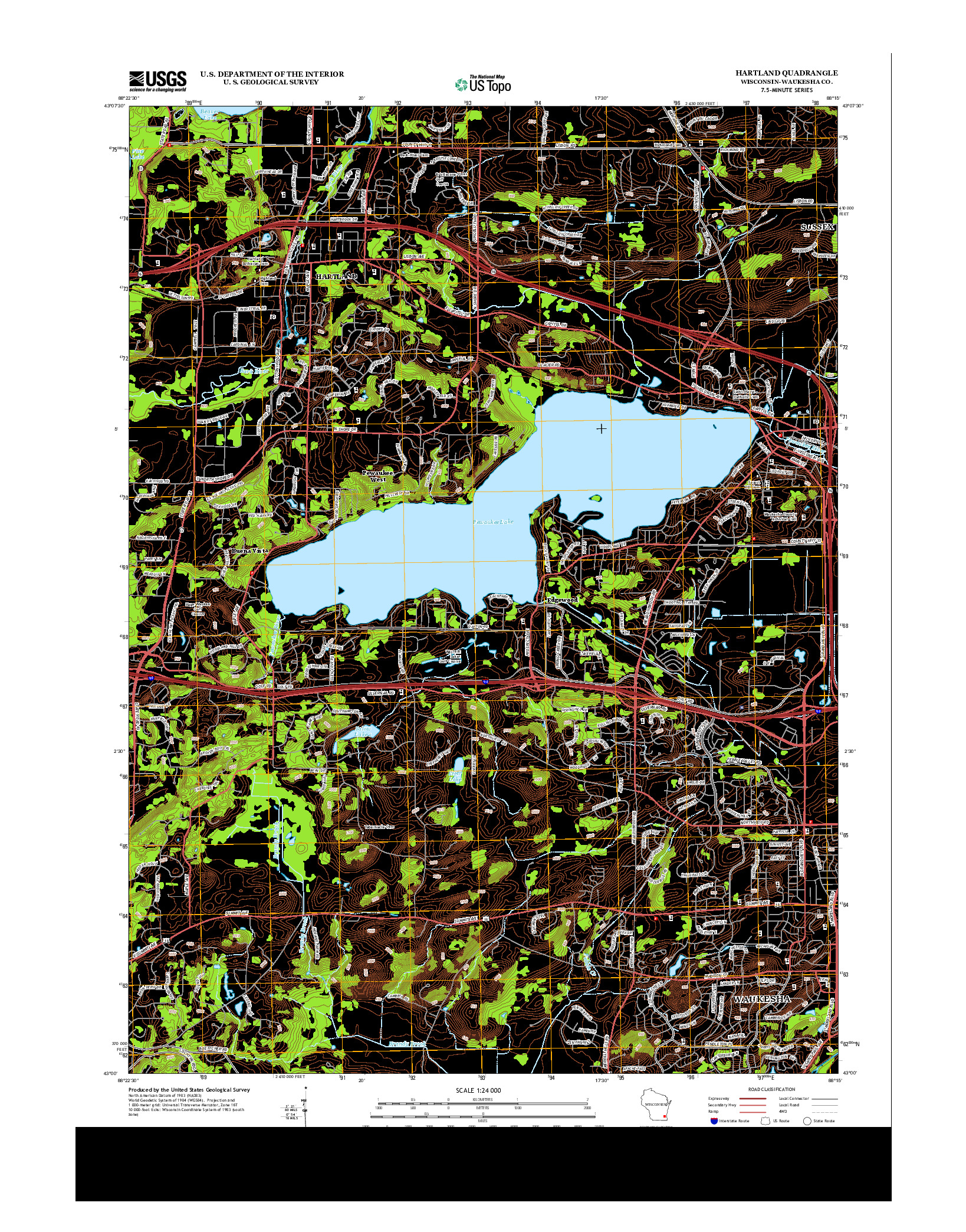 USGS US TOPO 7.5-MINUTE MAP FOR HARTLAND, WI 2013