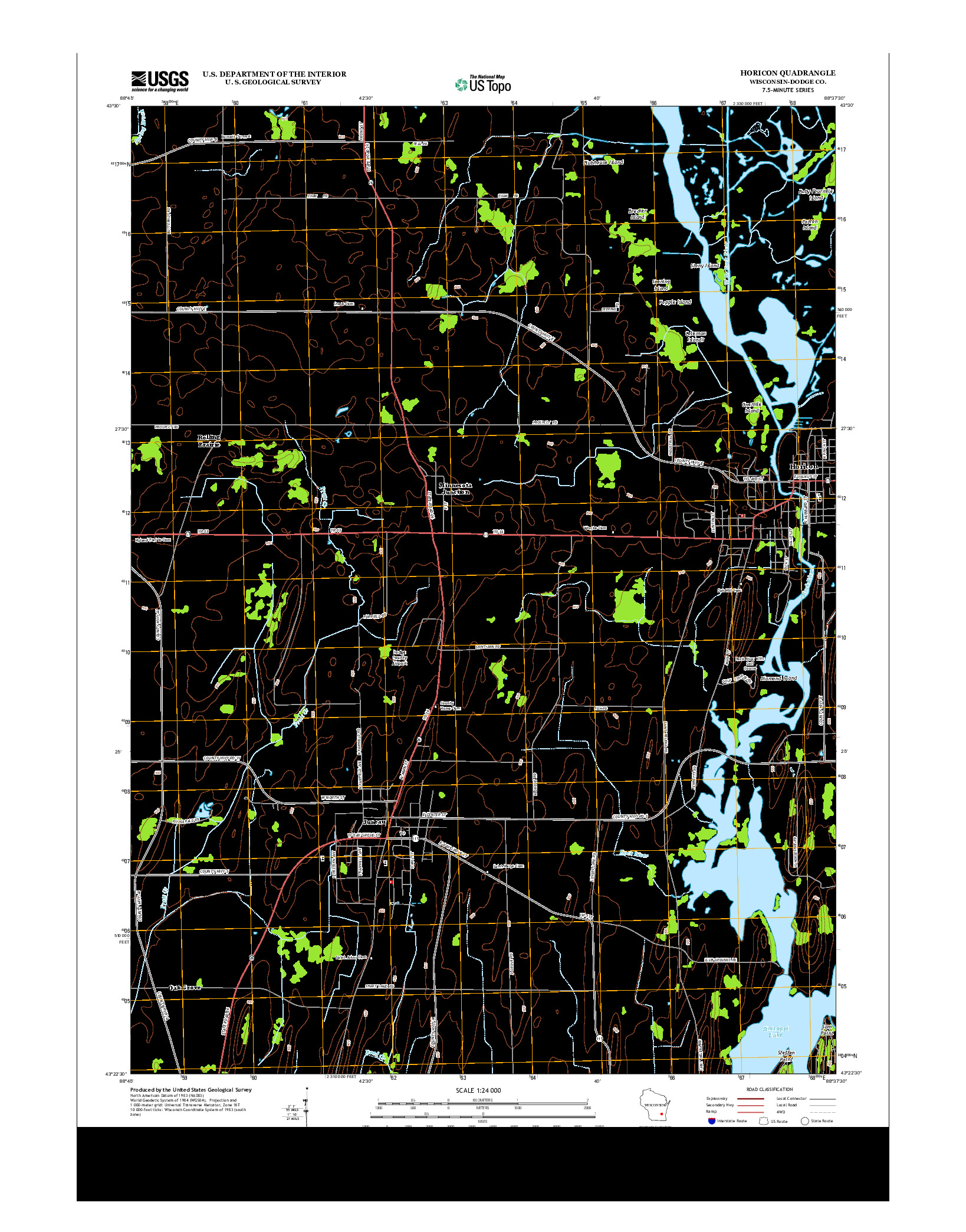 USGS US TOPO 7.5-MINUTE MAP FOR HORICON, WI 2013