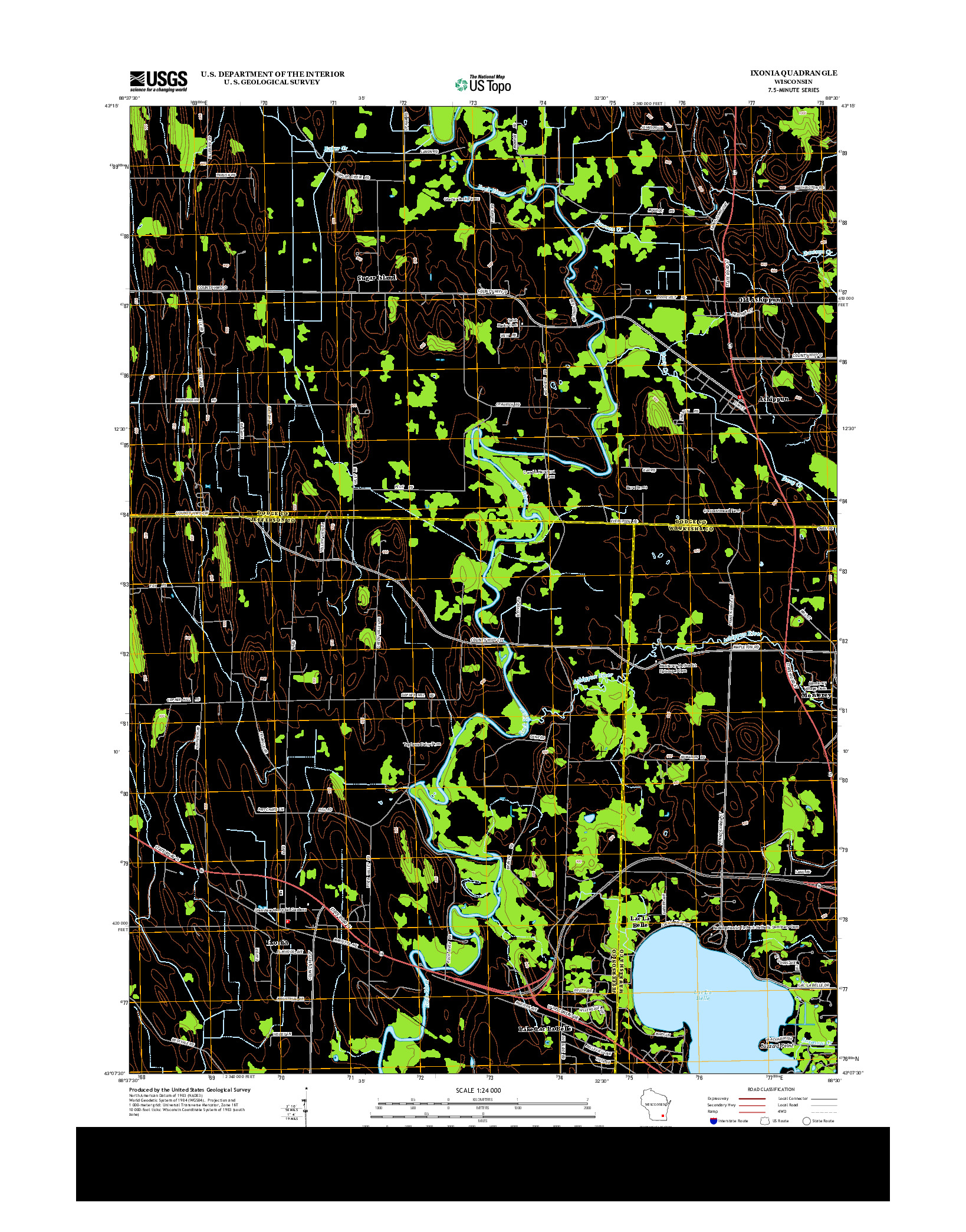 USGS US TOPO 7.5-MINUTE MAP FOR IXONIA, WI 2013