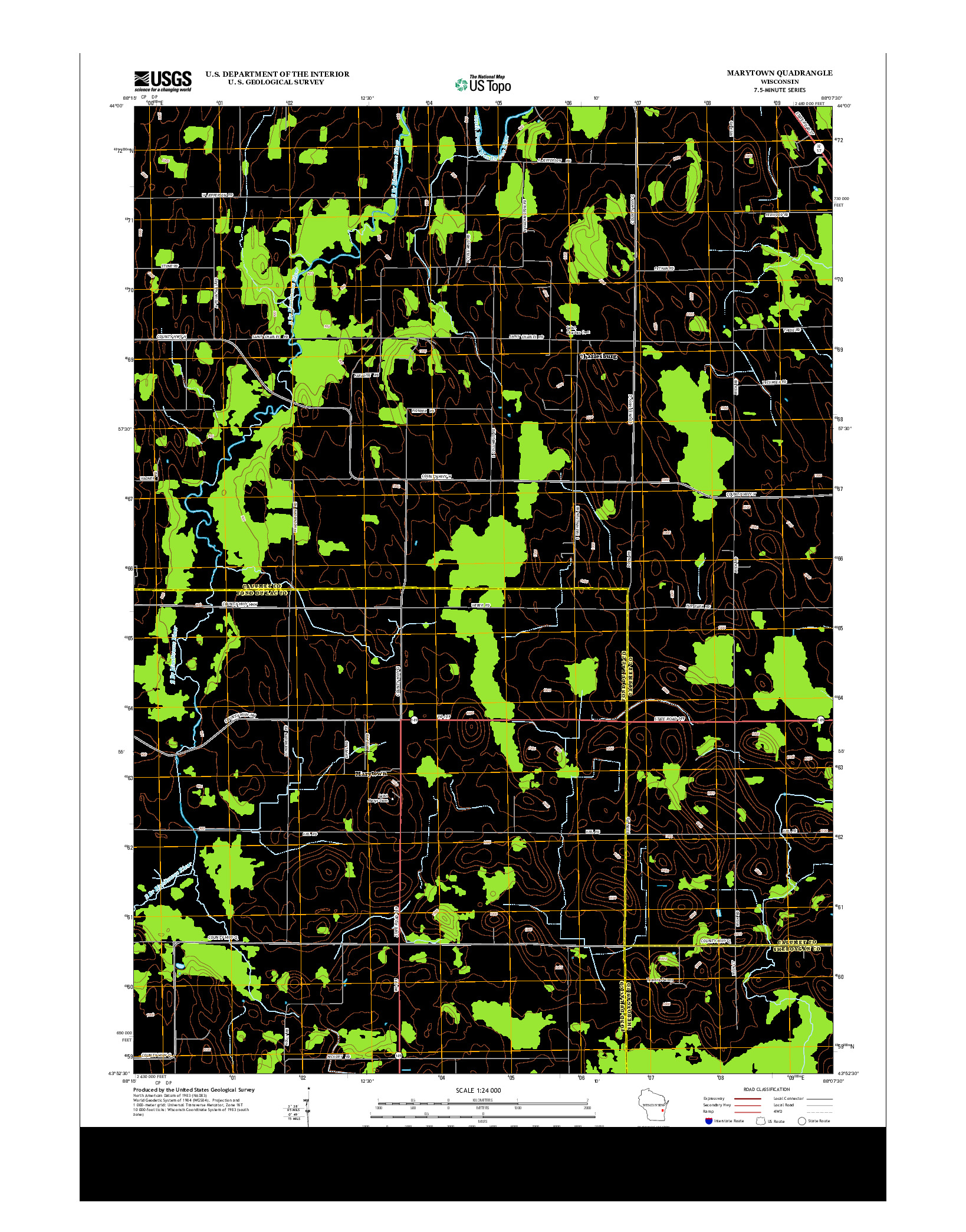 USGS US TOPO 7.5-MINUTE MAP FOR MARYTOWN, WI 2013