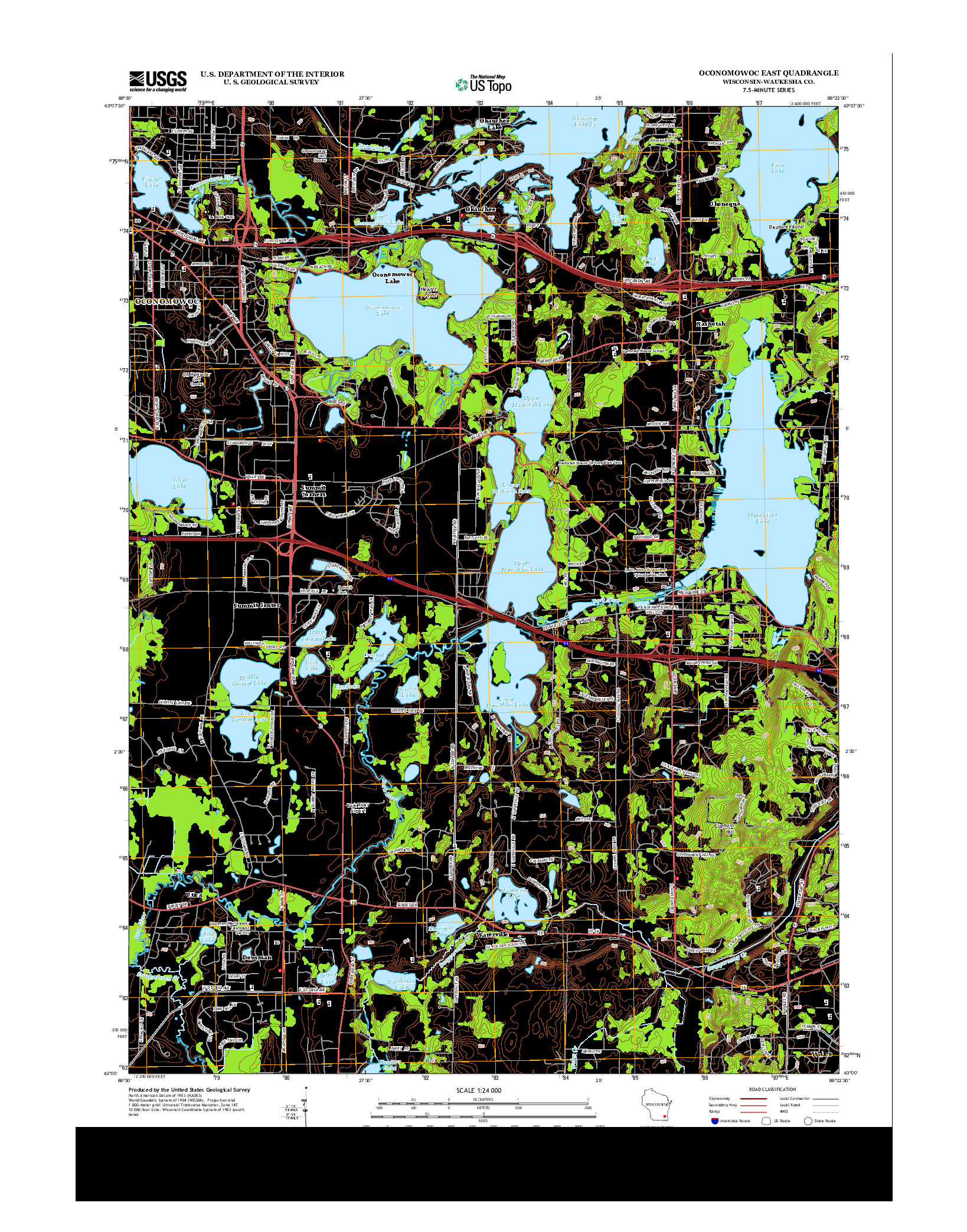USGS US TOPO 7.5-MINUTE MAP FOR OCONOMOWOC EAST, WI 2013