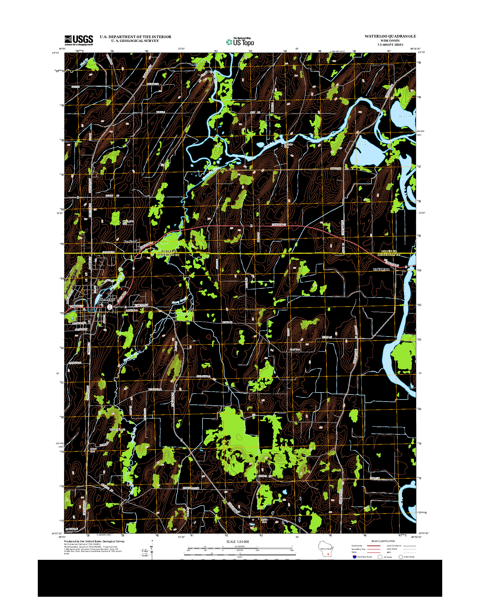 USGS US TOPO 7.5-MINUTE MAP FOR WATERLOO, WI 2013