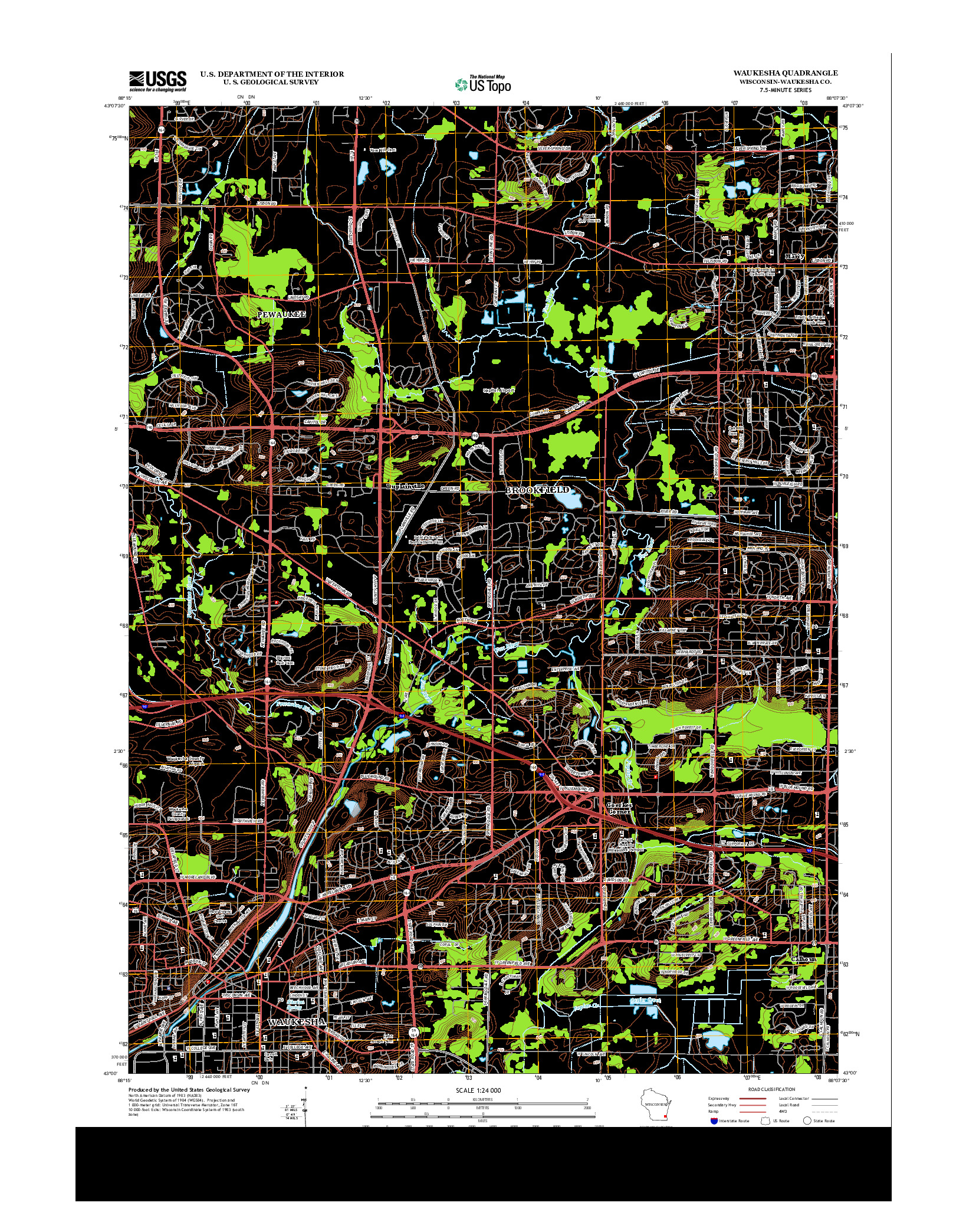 USGS US TOPO 7.5-MINUTE MAP FOR WAUKESHA, WI 2013