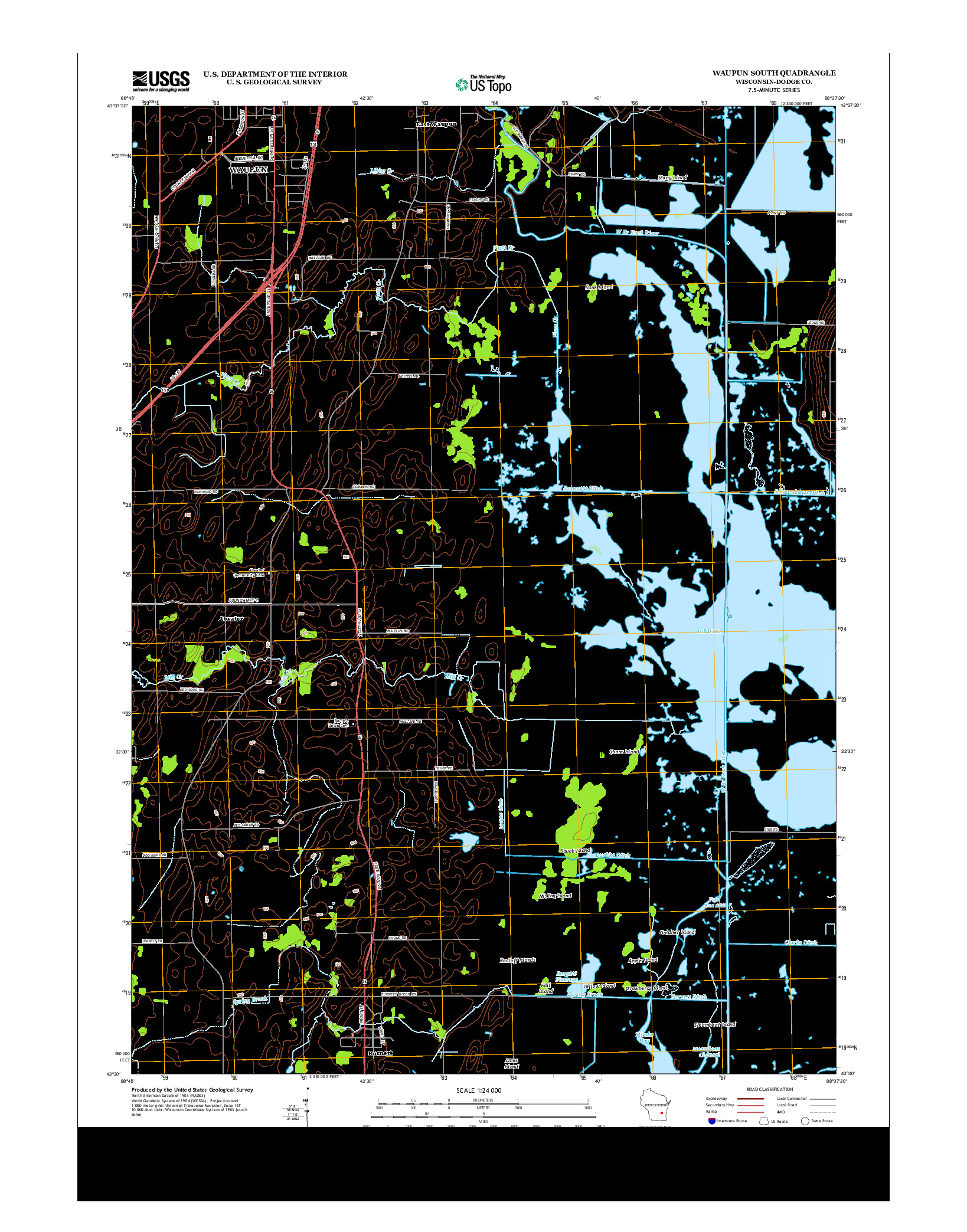 USGS US TOPO 7.5-MINUTE MAP FOR WAUPUN SOUTH, WI 2013