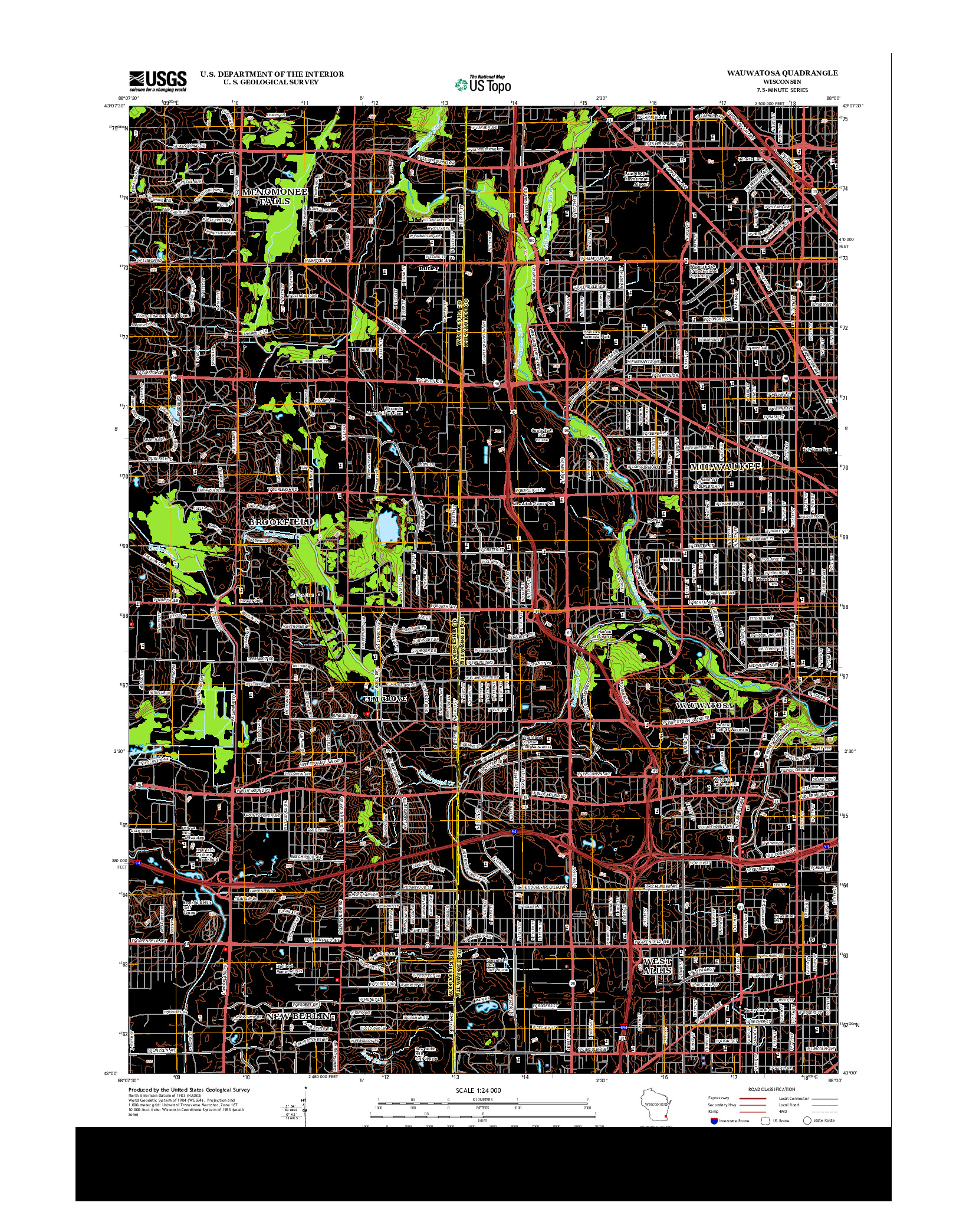 USGS US TOPO 7.5-MINUTE MAP FOR WAUWATOSA, WI 2013