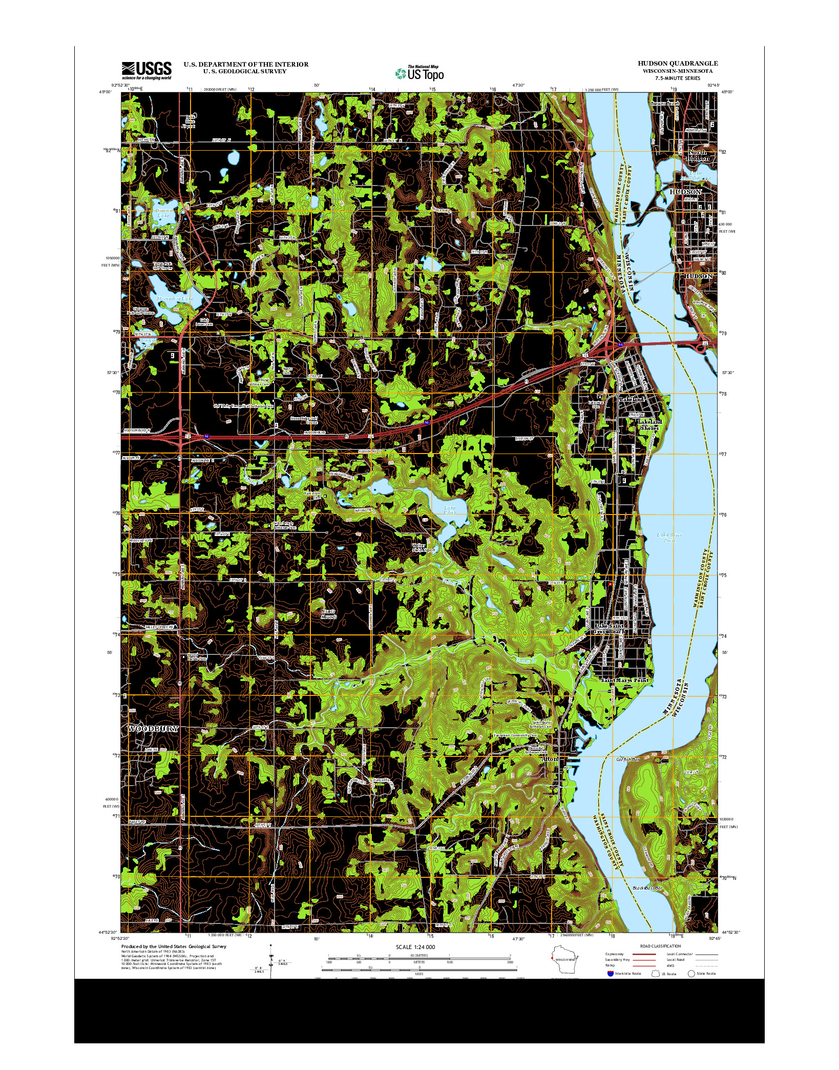 USGS US TOPO 7.5-MINUTE MAP FOR HUDSON, WI-MN 2013