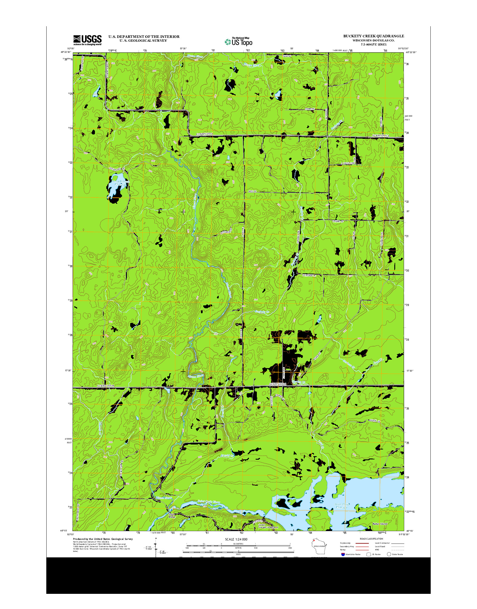 USGS US TOPO 7.5-MINUTE MAP FOR BUCKETY CREEK, WI 2013