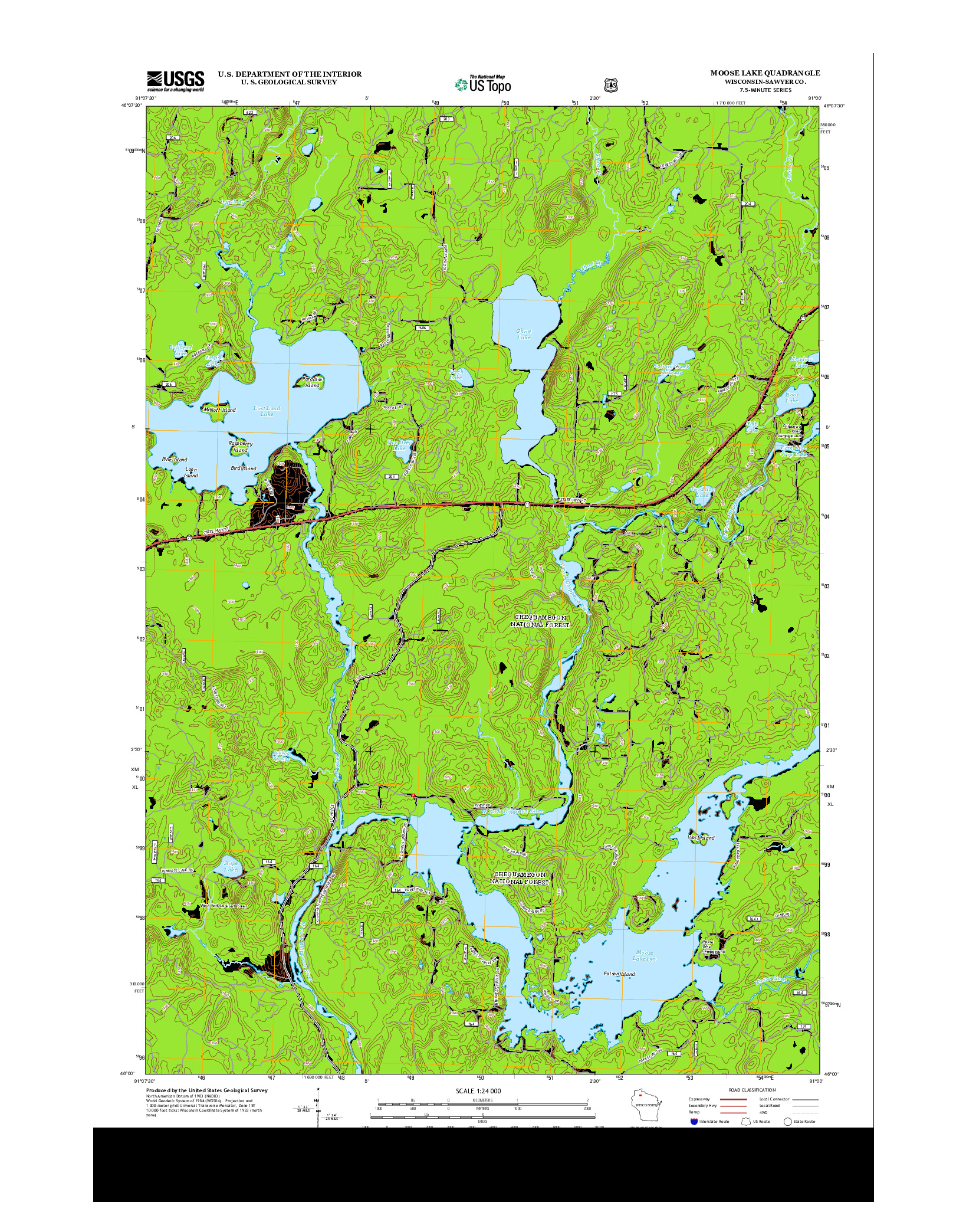 USGS US TOPO 7.5-MINUTE MAP FOR MOOSE LAKE, WI 2013