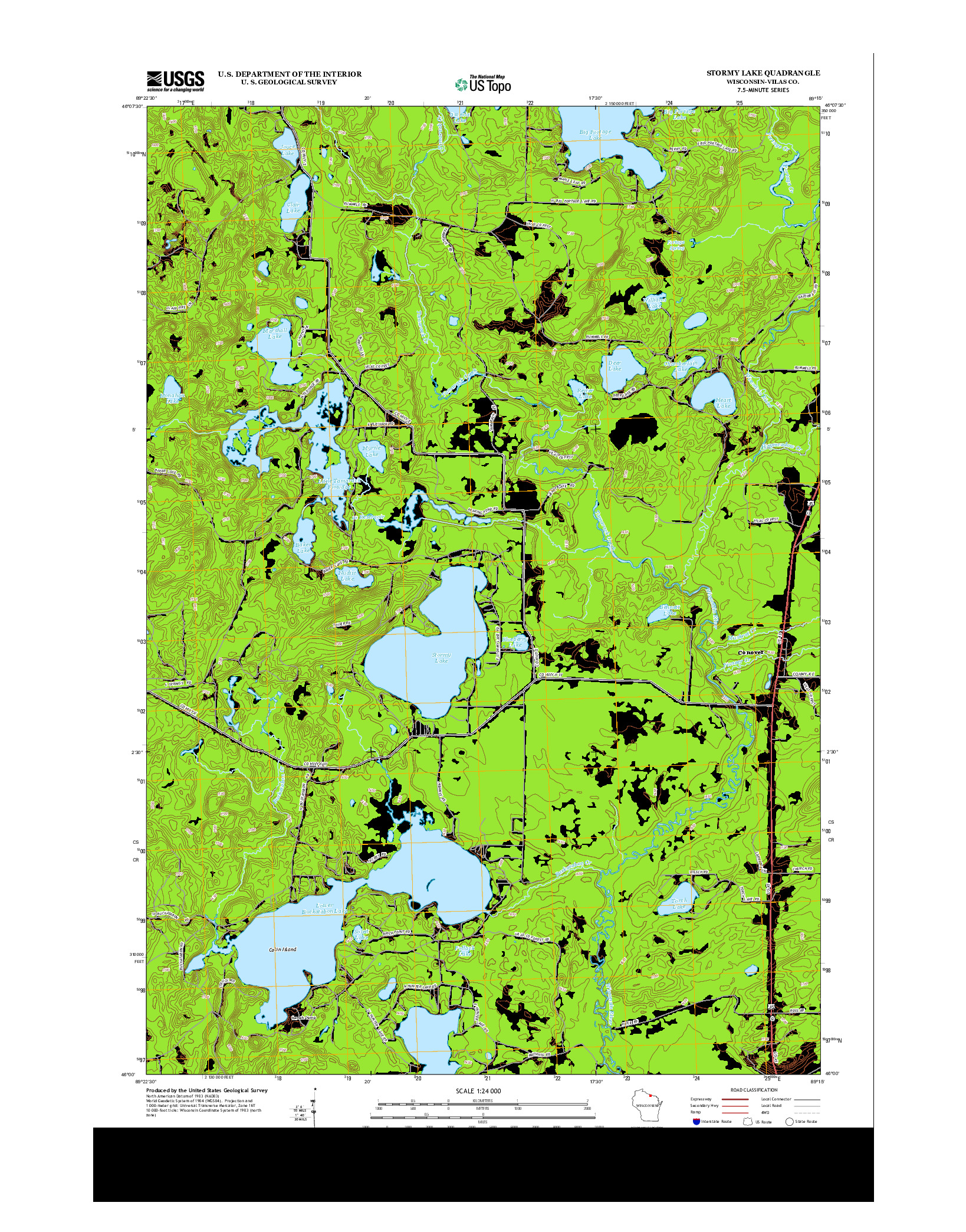 USGS US TOPO 7.5-MINUTE MAP FOR STORMY LAKE, WI 2013