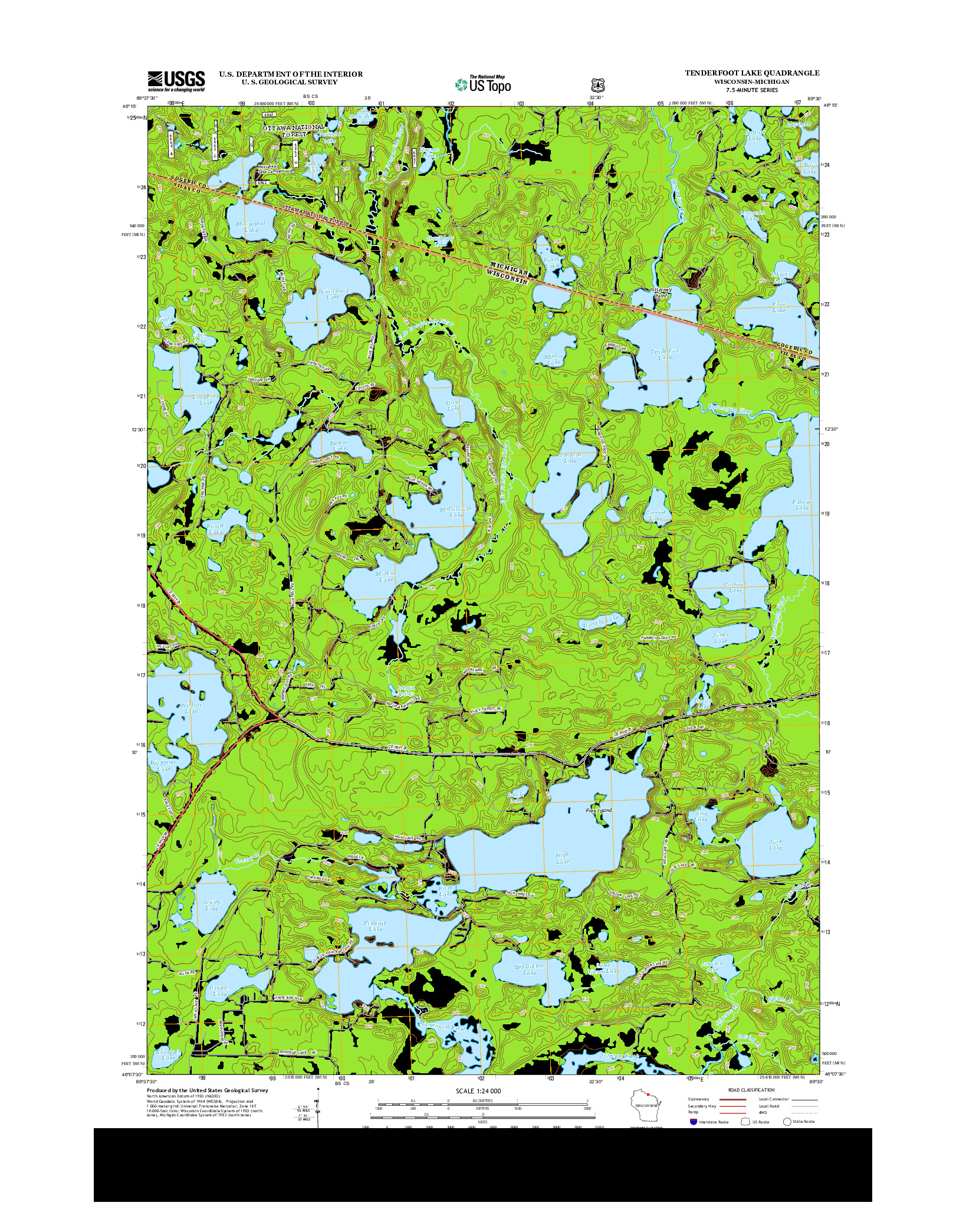 USGS US TOPO 7.5-MINUTE MAP FOR TENDERFOOT LAKE, WI-MI 2013
