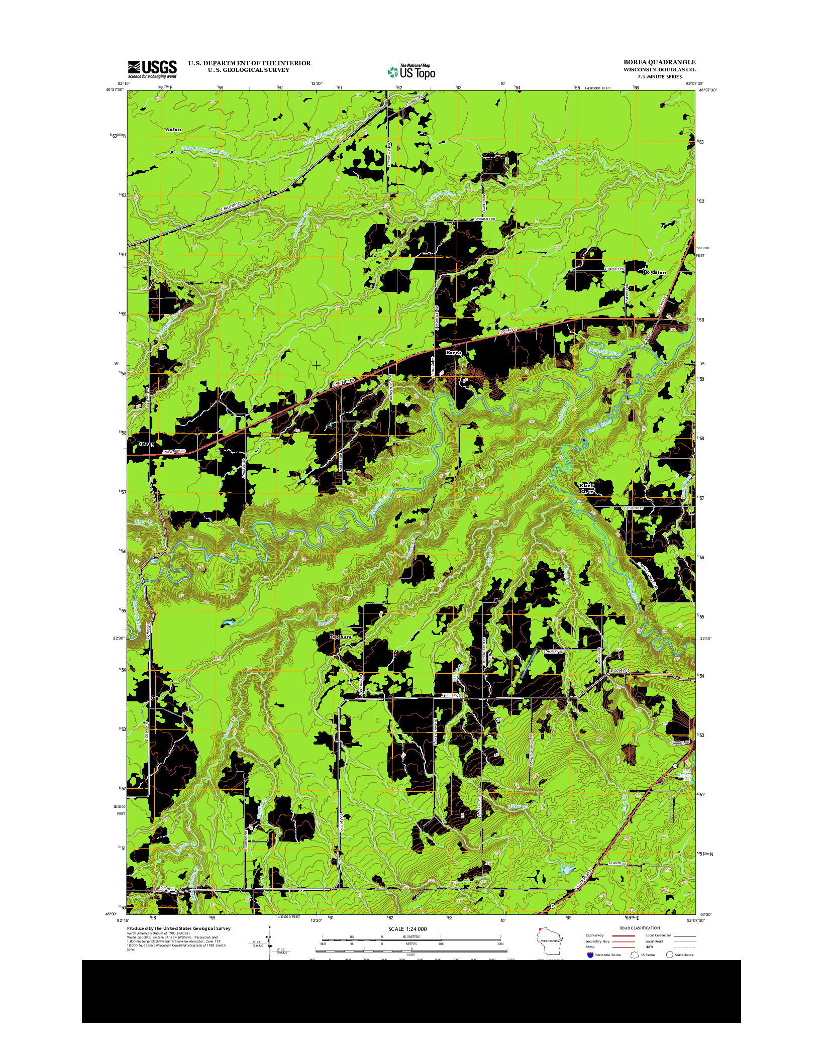 USGS US TOPO 7.5-MINUTE MAP FOR BOREA, WI 2013