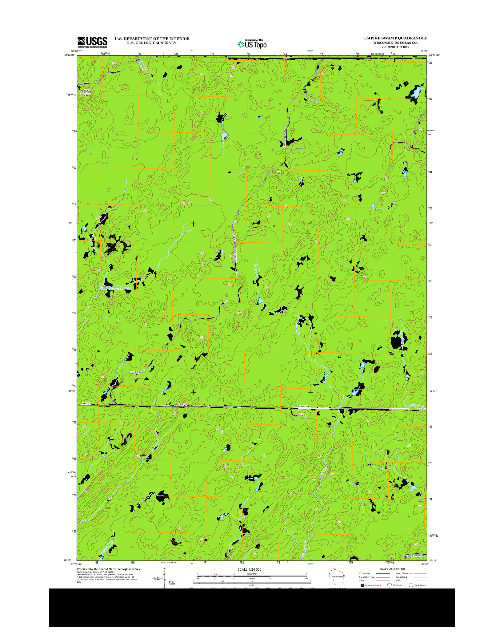 USGS US TOPO 7.5-MINUTE MAP FOR EMPIRE SWAMP, WI 2013