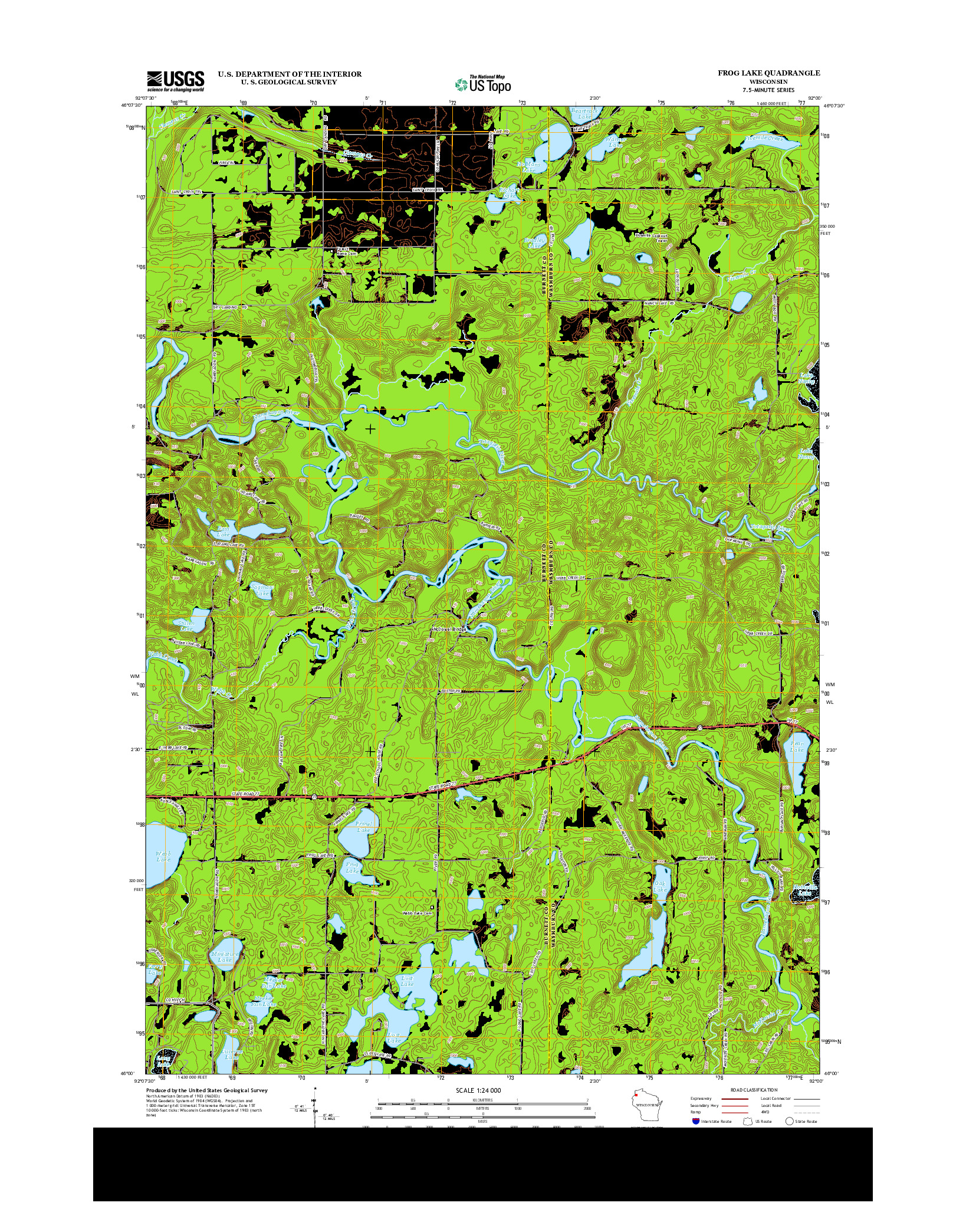 USGS US TOPO 7.5-MINUTE MAP FOR FROG LAKE, WI 2013