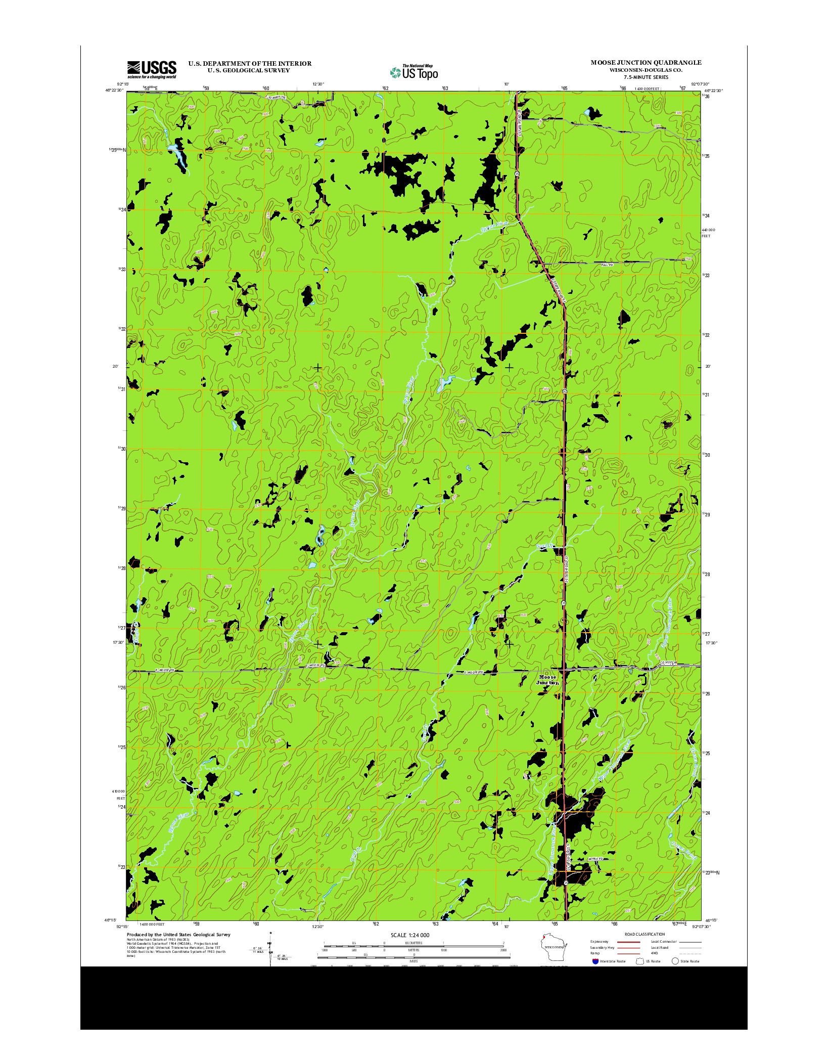 USGS US TOPO 7.5-MINUTE MAP FOR MOOSE JUNCTION, WI 2013