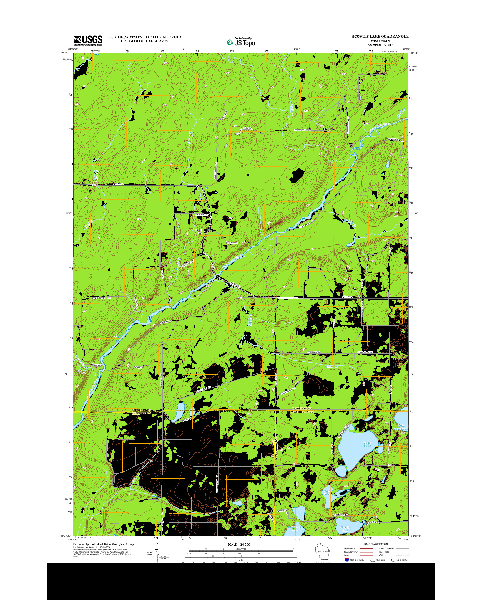 USGS US TOPO 7.5-MINUTE MAP FOR SCOVILS LAKE, WI 2013
