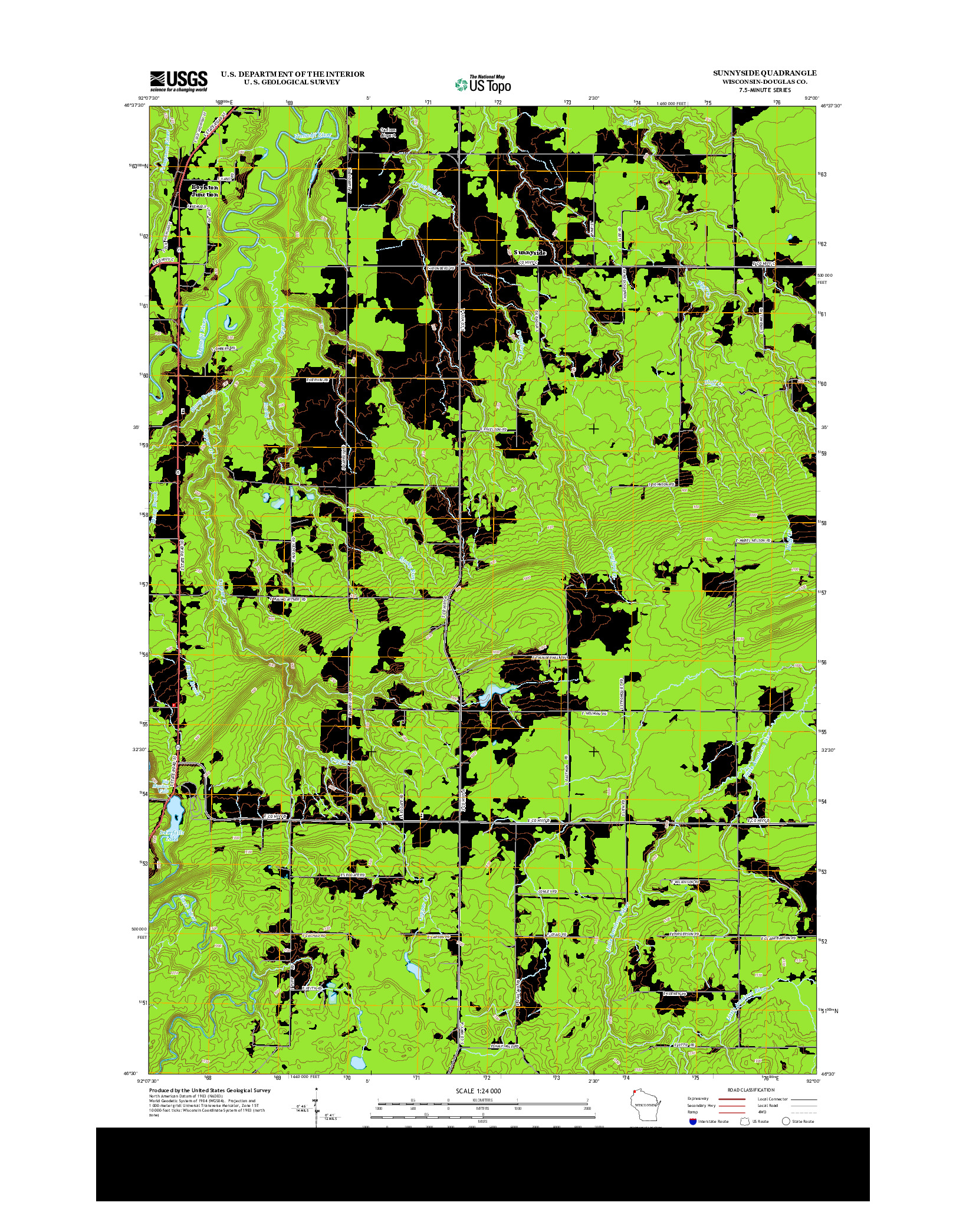 USGS US TOPO 7.5-MINUTE MAP FOR SUNNYSIDE, WI 2013