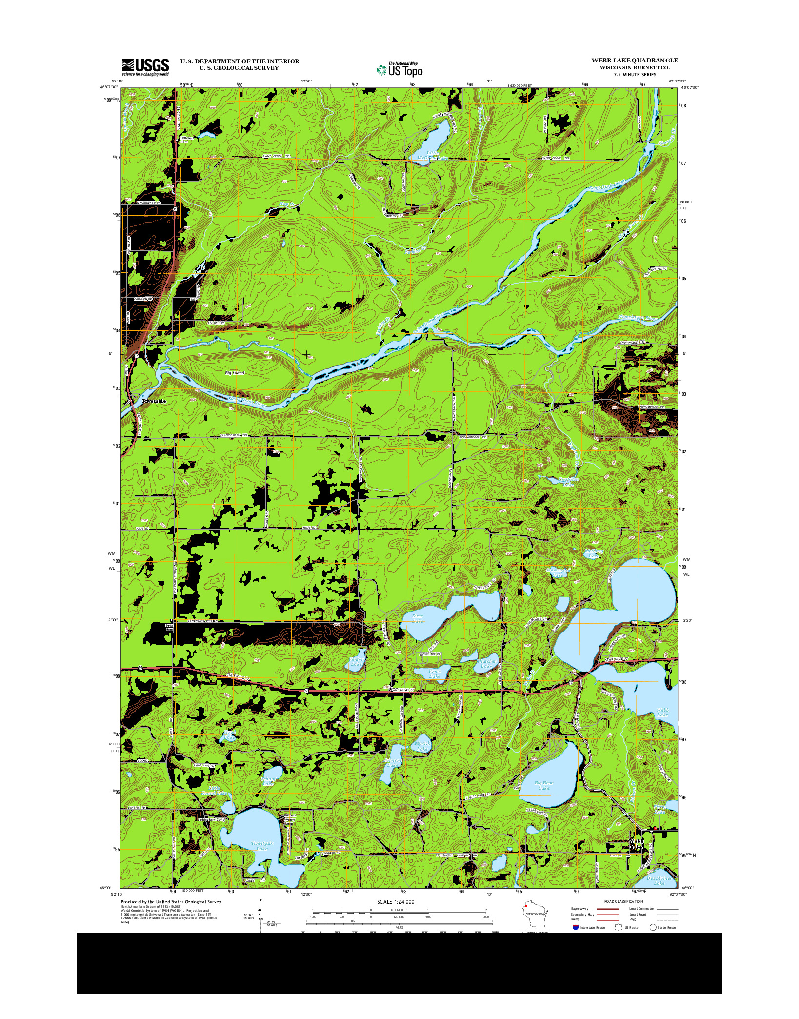 USGS US TOPO 7.5-MINUTE MAP FOR WEBB LAKE, WI 2013
