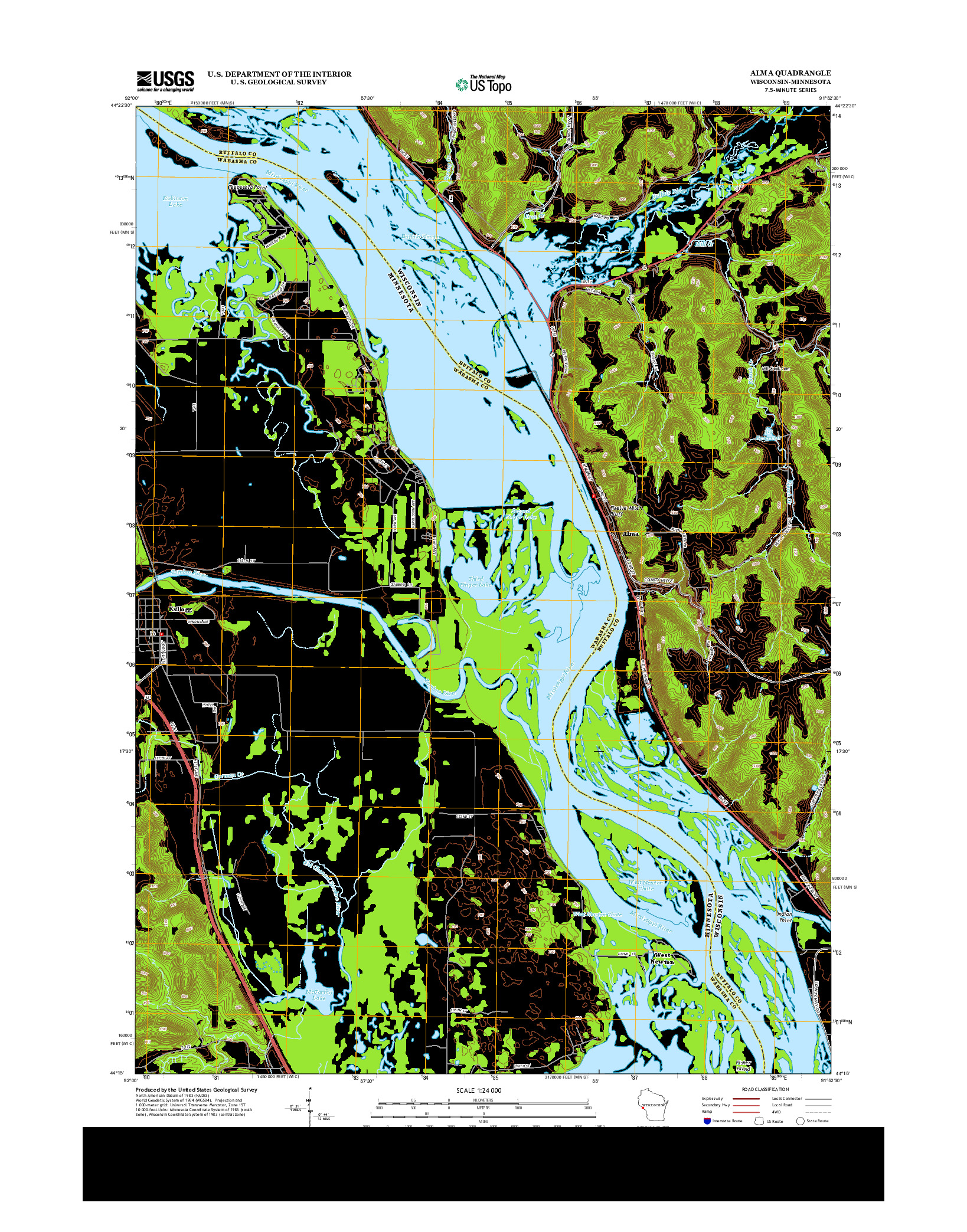 USGS US TOPO 7.5-MINUTE MAP FOR ALMA, WI-MN 2013