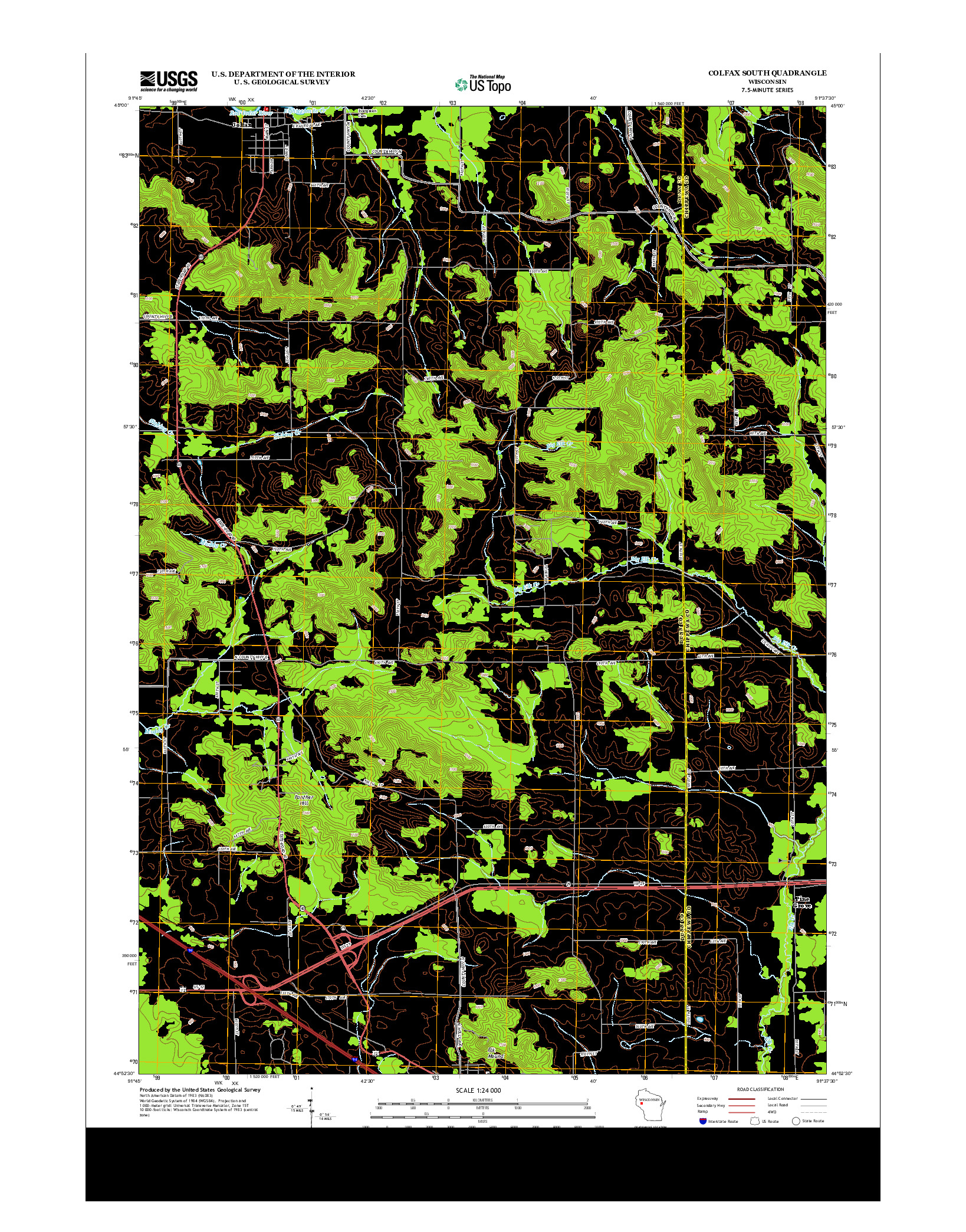 USGS US TOPO 7.5-MINUTE MAP FOR COLFAX SOUTH, WI 2013