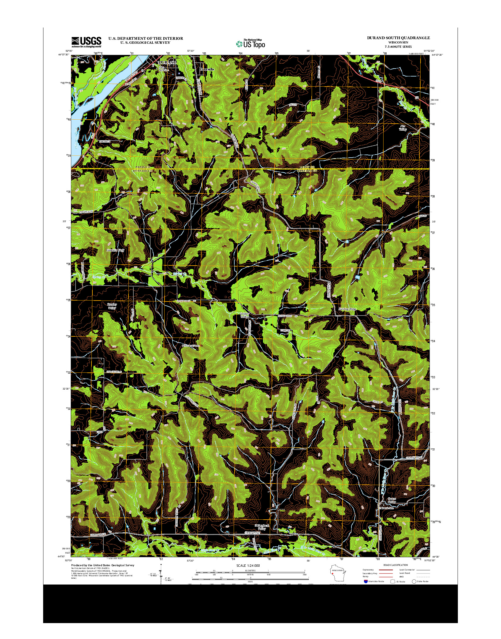 USGS US TOPO 7.5-MINUTE MAP FOR DURAND SOUTH, WI 2013